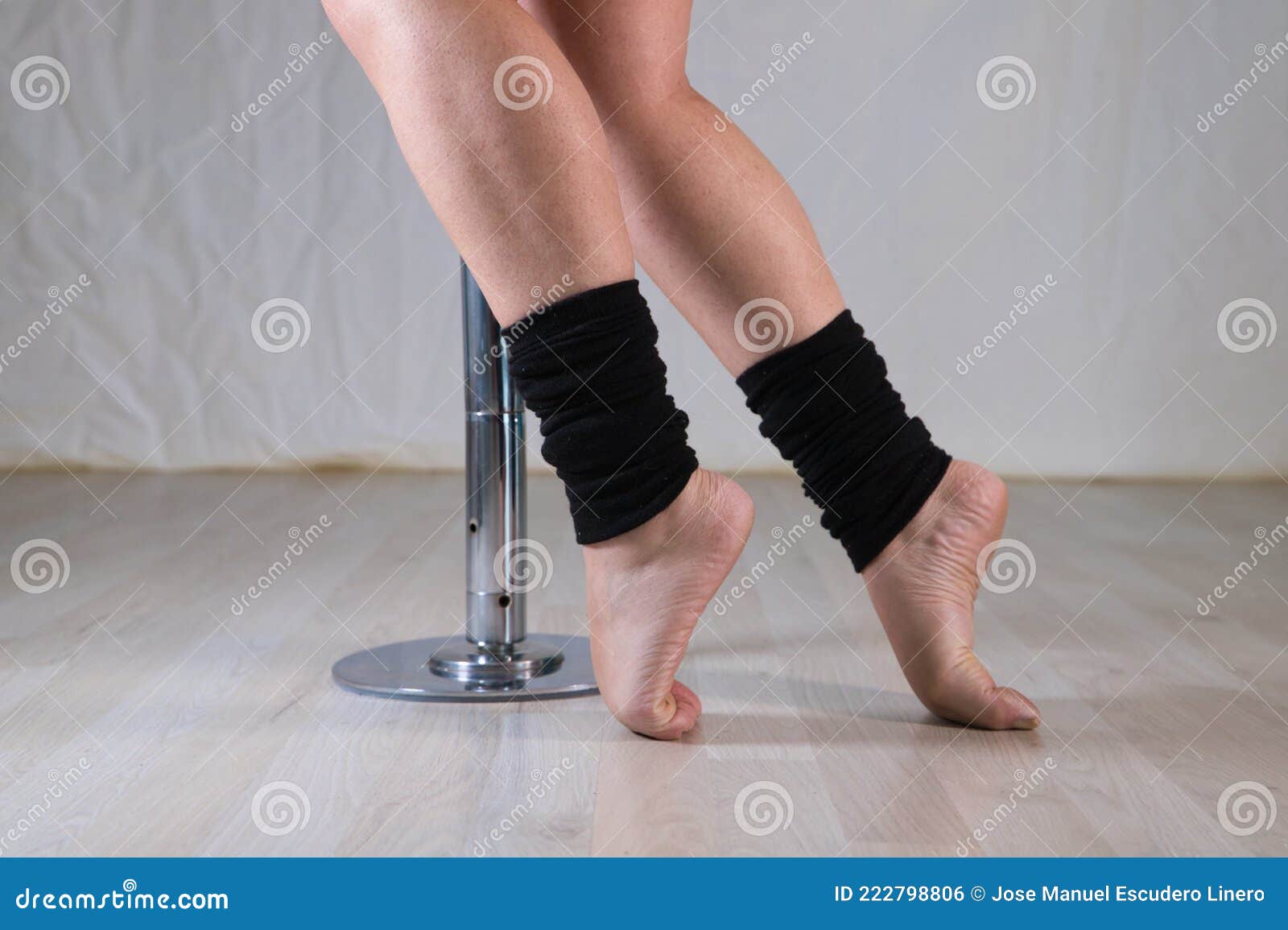 Details Of The Feet Of A Pole Dancer In A Dance Session She Is Warming Up Before Getting On The