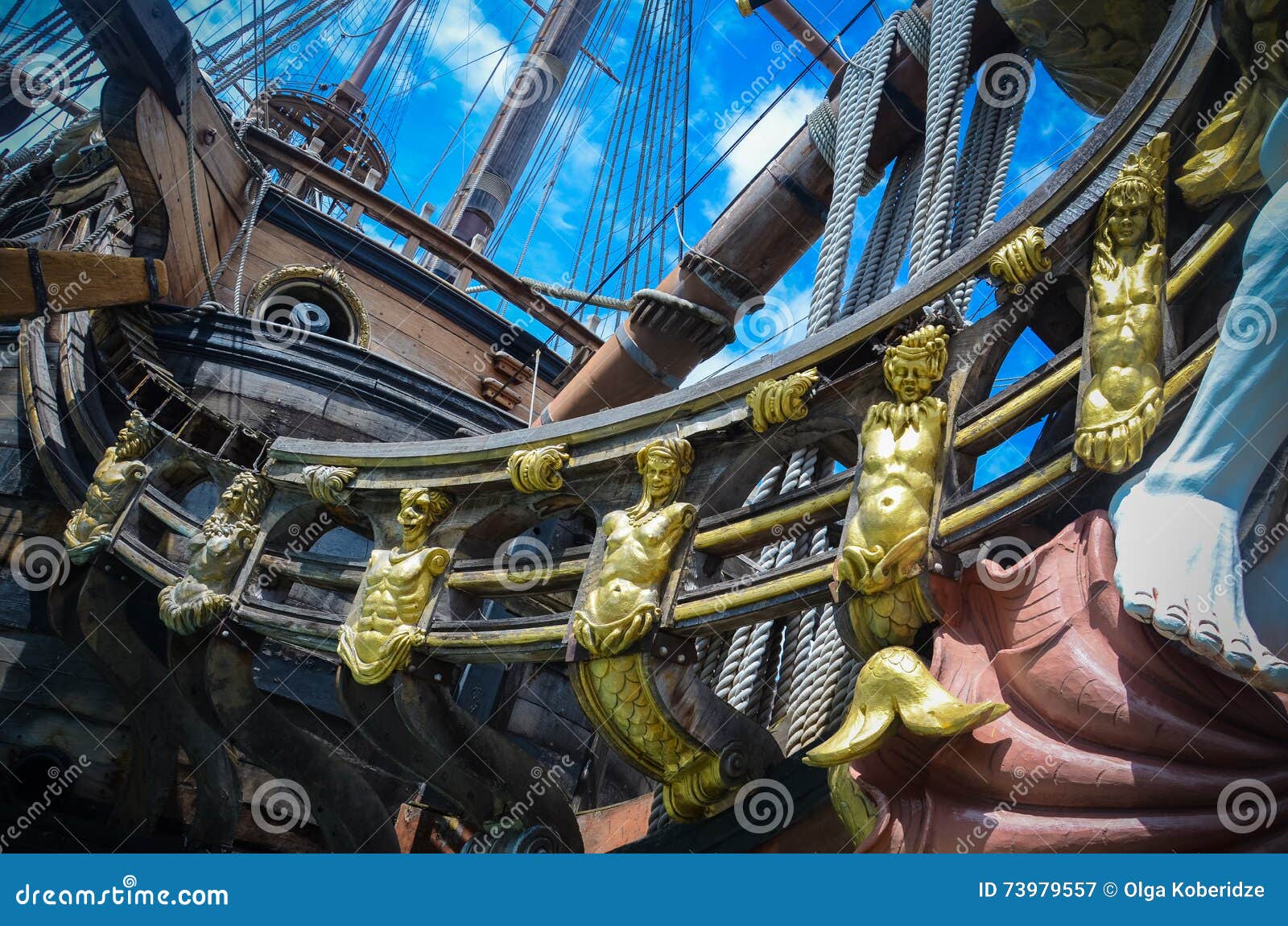 details of galeone neptune ship in genoa, italy