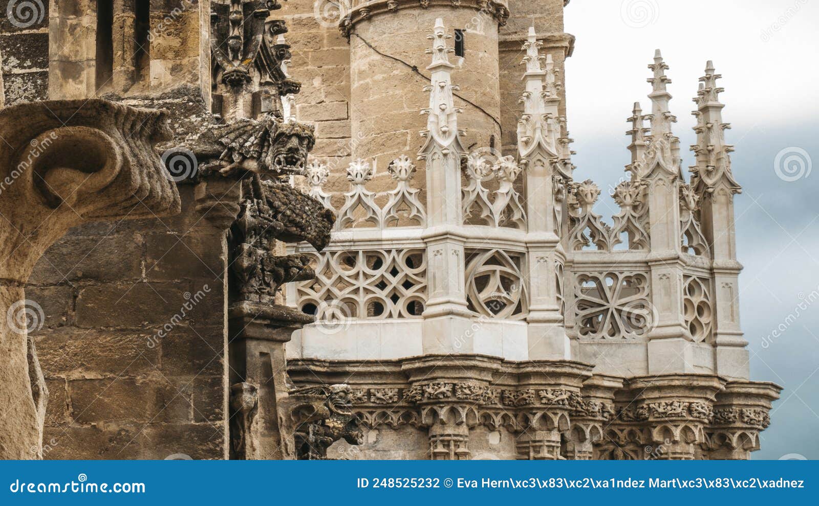 details of gothic construction of cathedral of seville