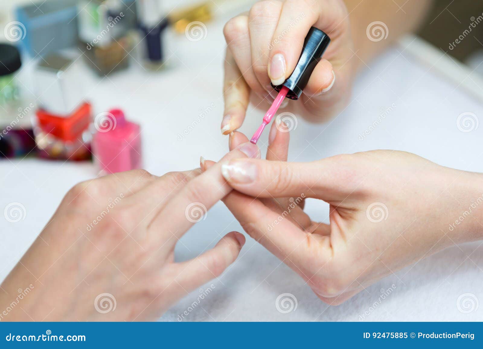 Details of Hands during a Manicure in High Definition Stock Image