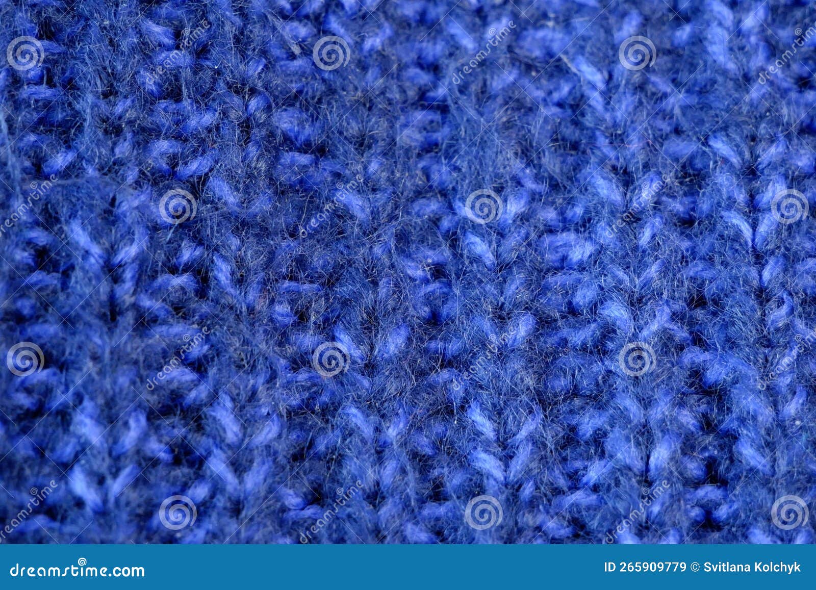 Details of Knitted Woolen Fabric. Blue Textile Background Stock Image