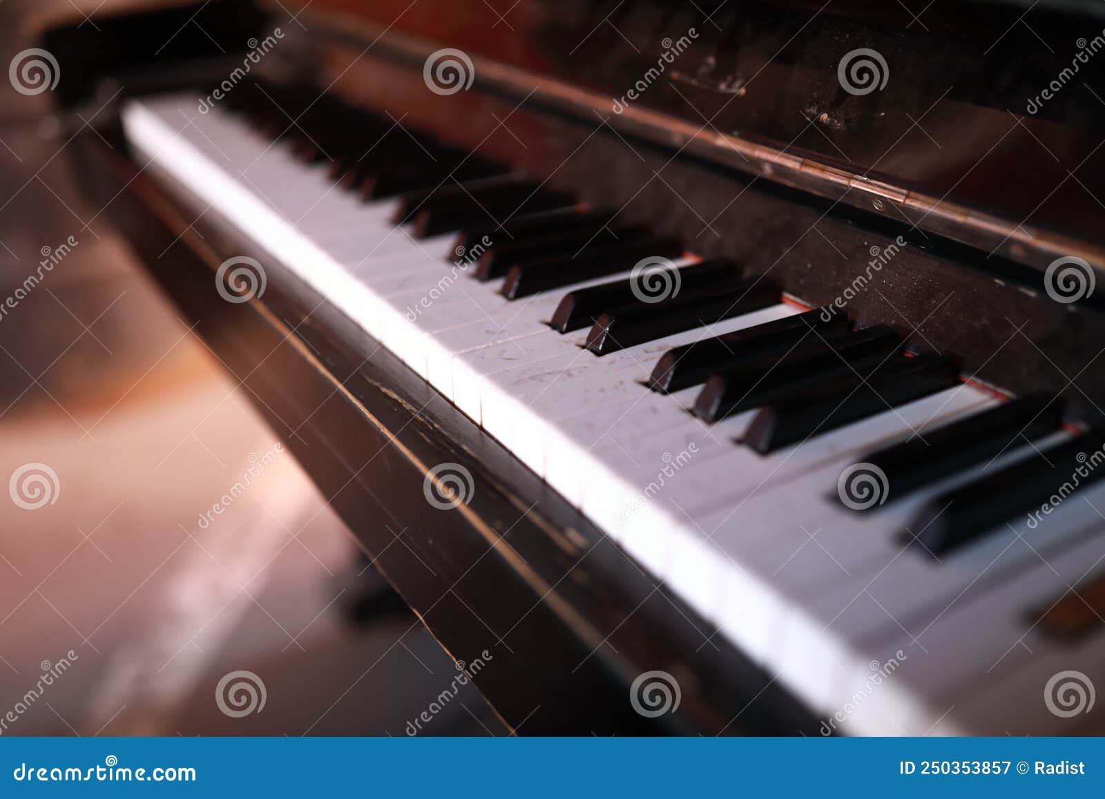 Details of old piano keys stock image. Image of instrumental 250353857