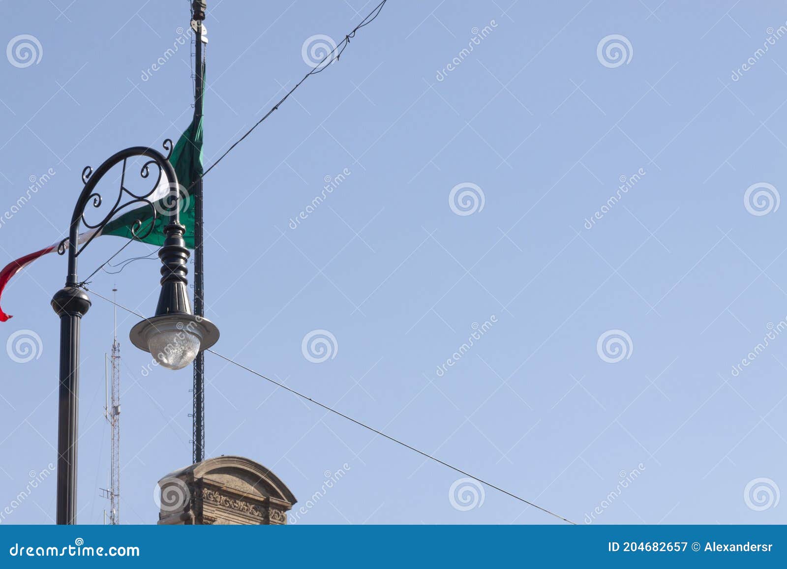 details of public lamp with blue sky background  in palacio de gobierno or national palace