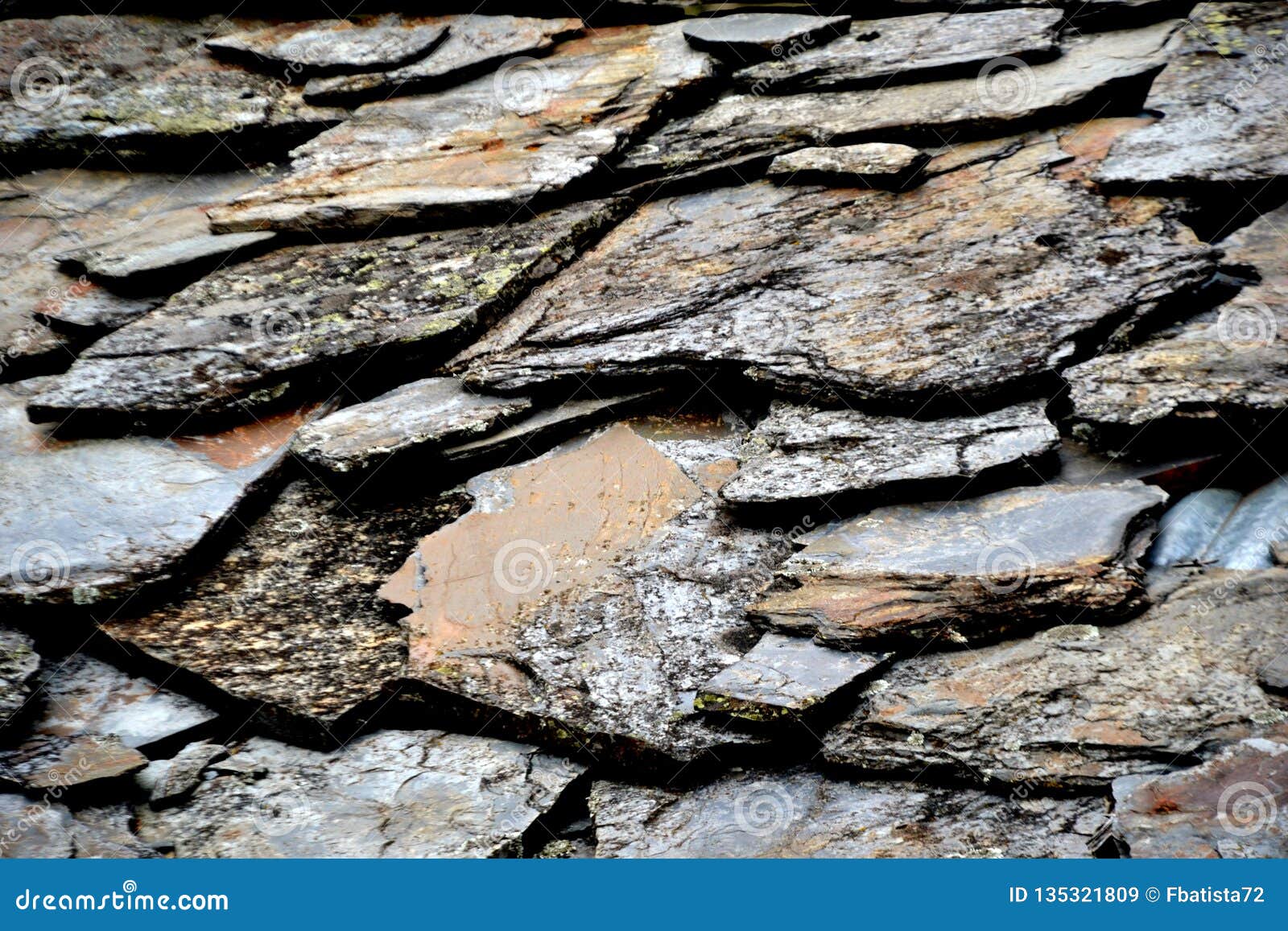 details of shale roof on a house built from schist in piodao, one of portugal`s schist villages in the aldeias do xisto
