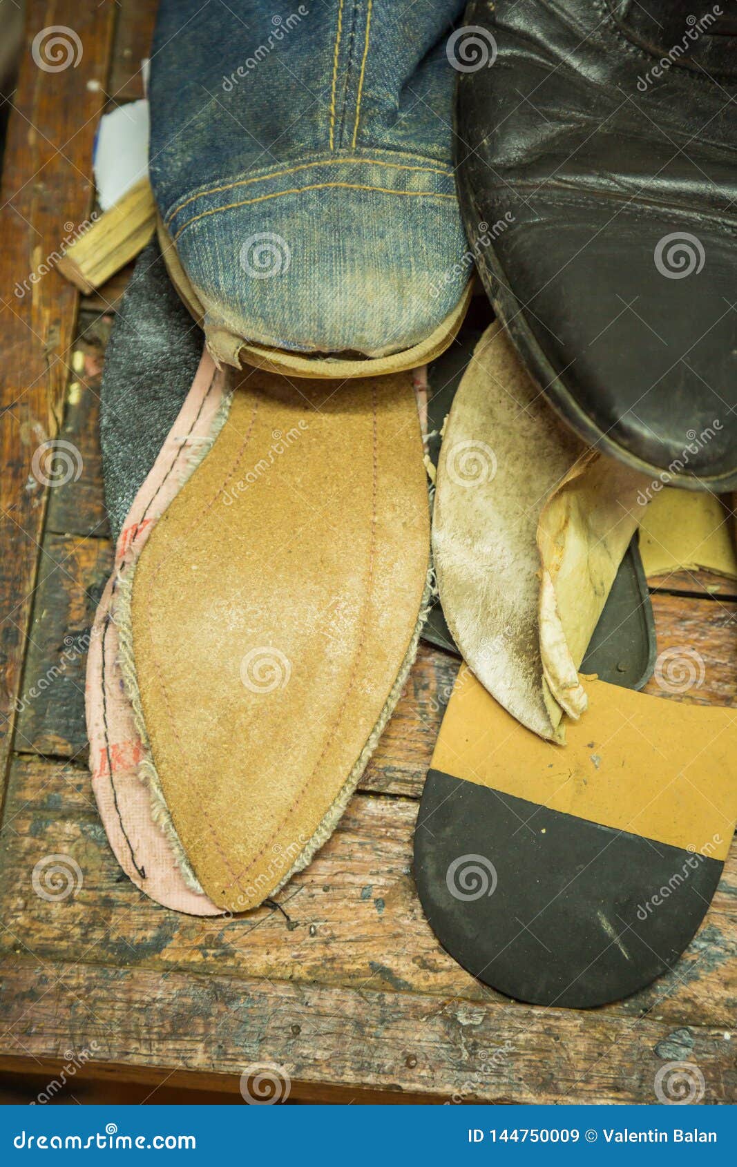 A shoe repair shop. stock image. Image of background - 144750009