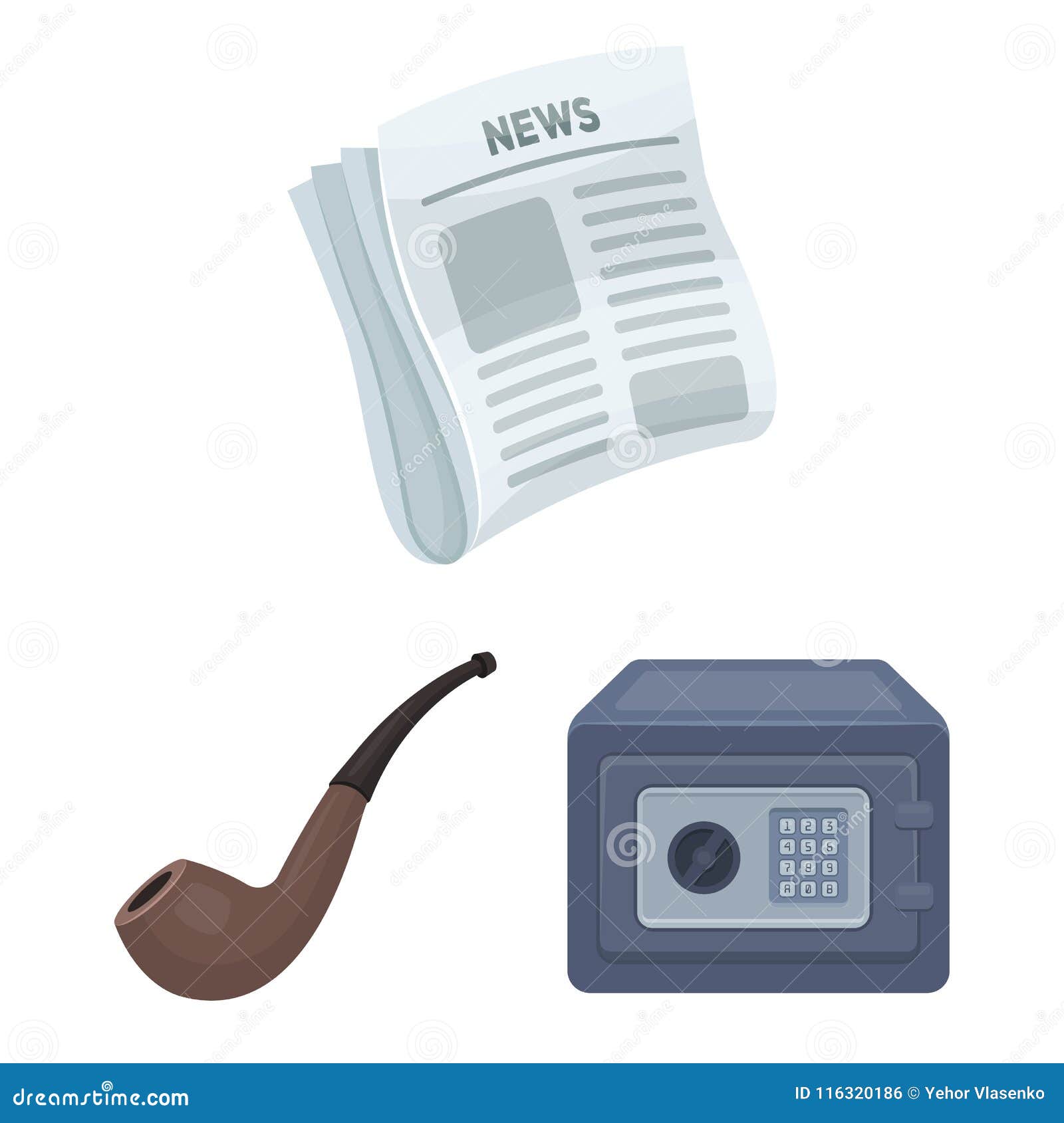 detective and attributes cartoon icons in set collection for .detective agency   stock web