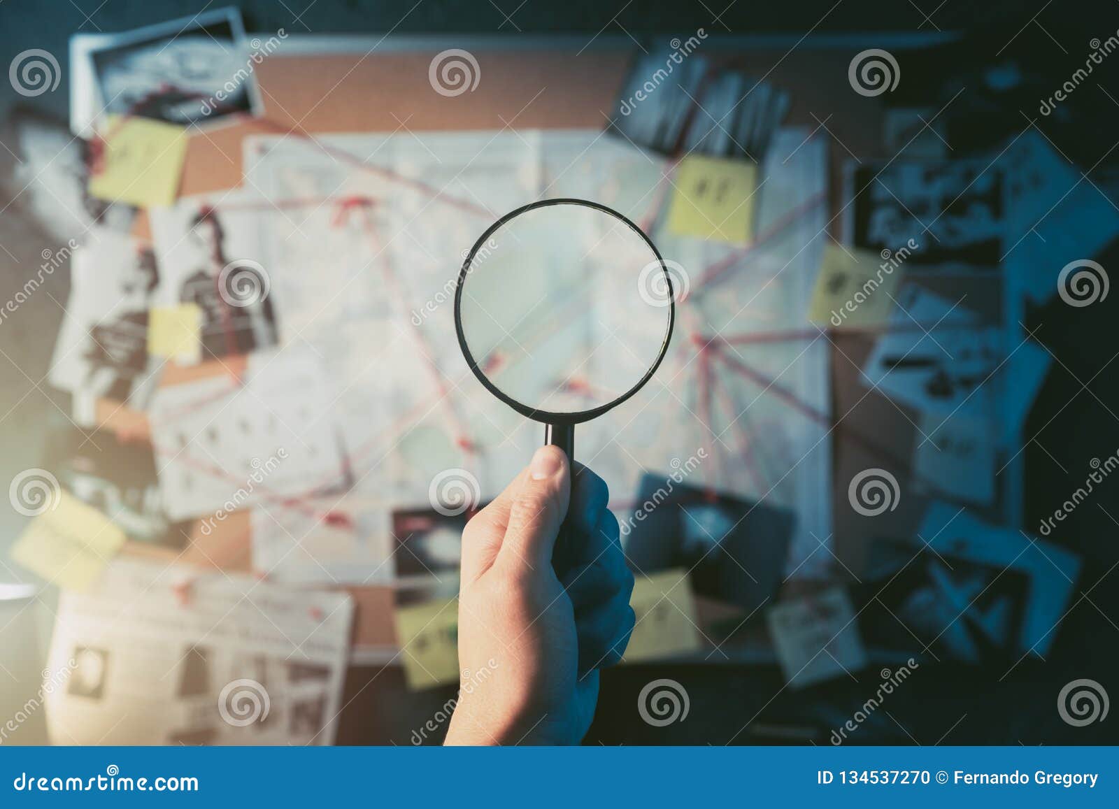 detective board filled with evidence