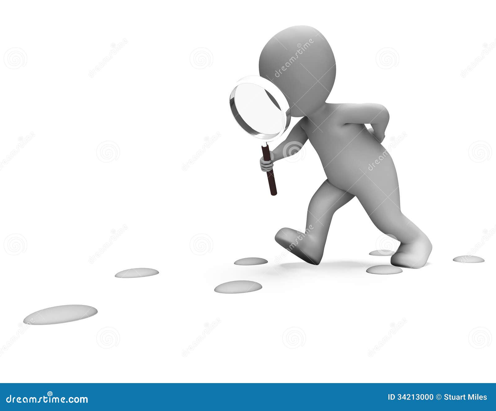 detective character following footprints shows investigate investigation or searching