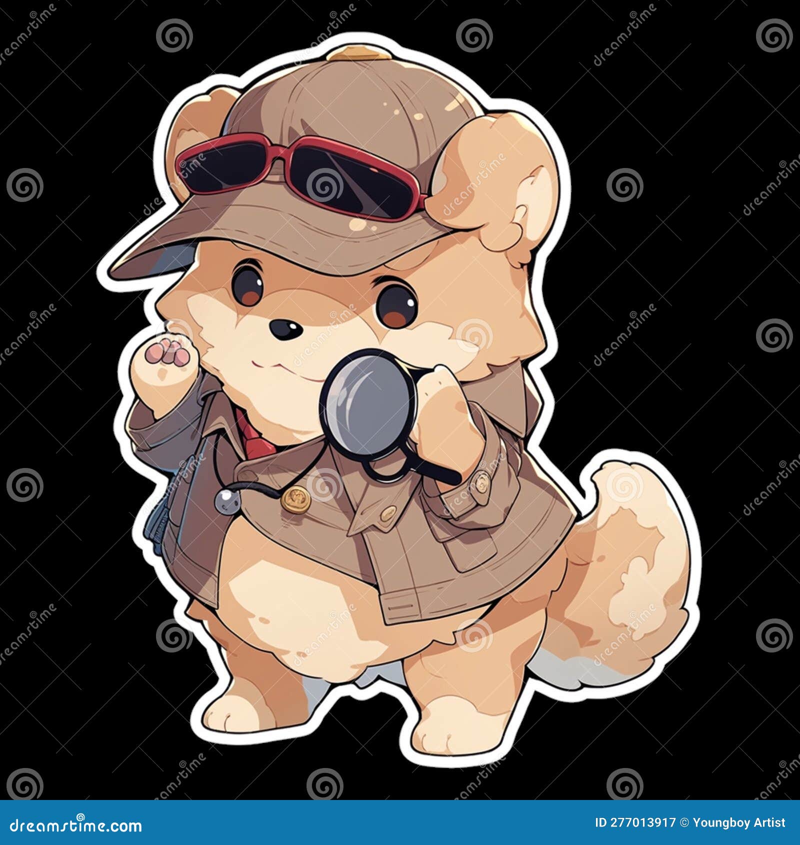 A Detective Dog Who Solves Crimes, AI Generated, Sticker Ver.5 Stock