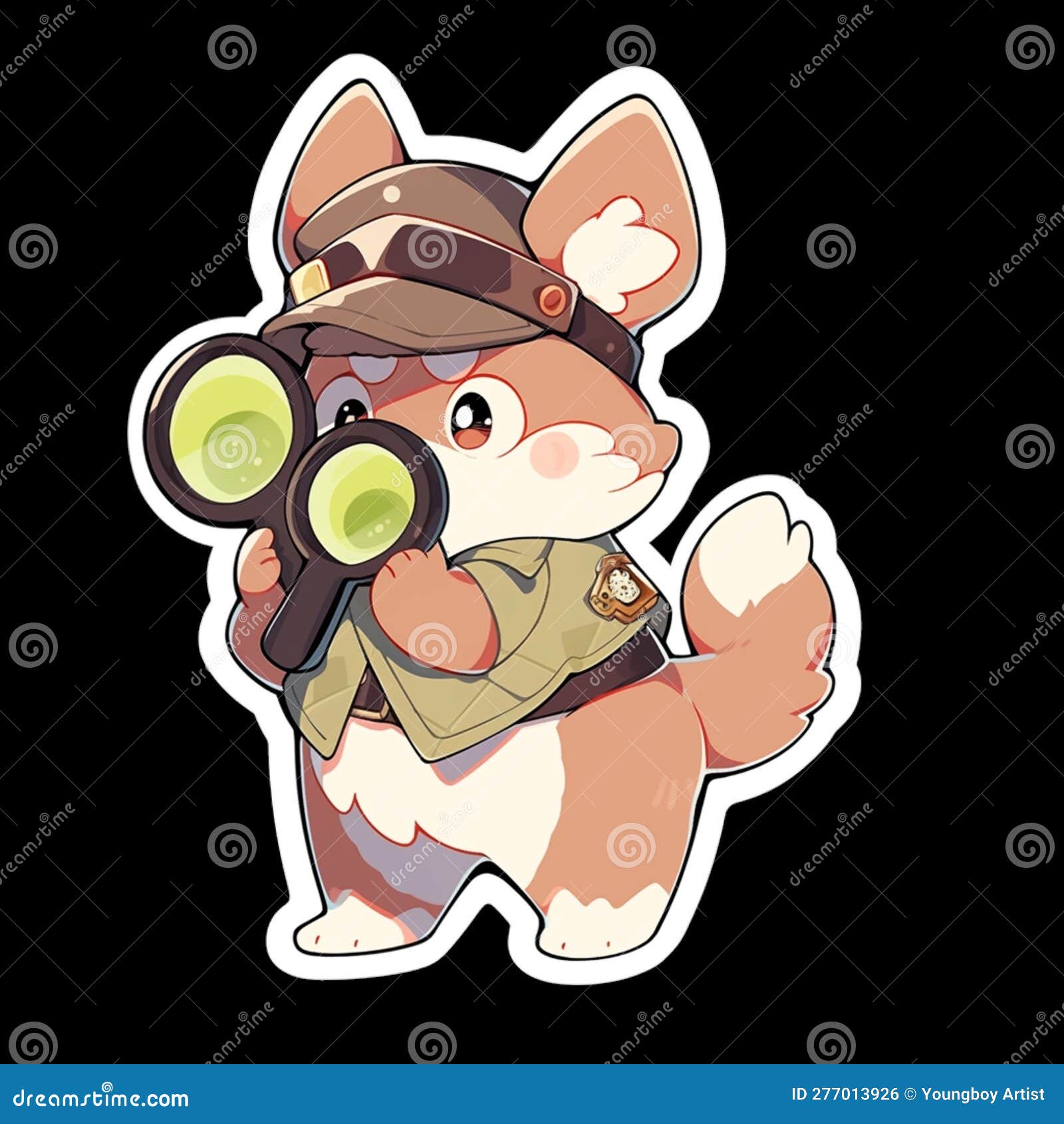 A Detective Dog Who Solves Crimes, AI Generated, Sticker Ver.3 Stock