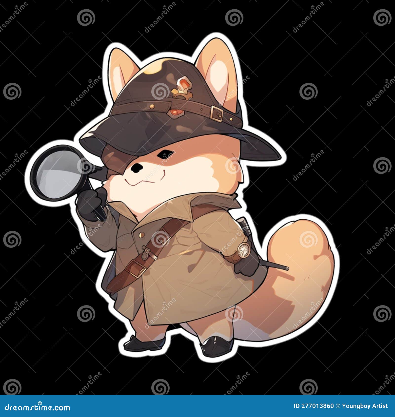 A Detective Dog Who Solves Crimes, AI Generated, Sticker Ver.19 Stock