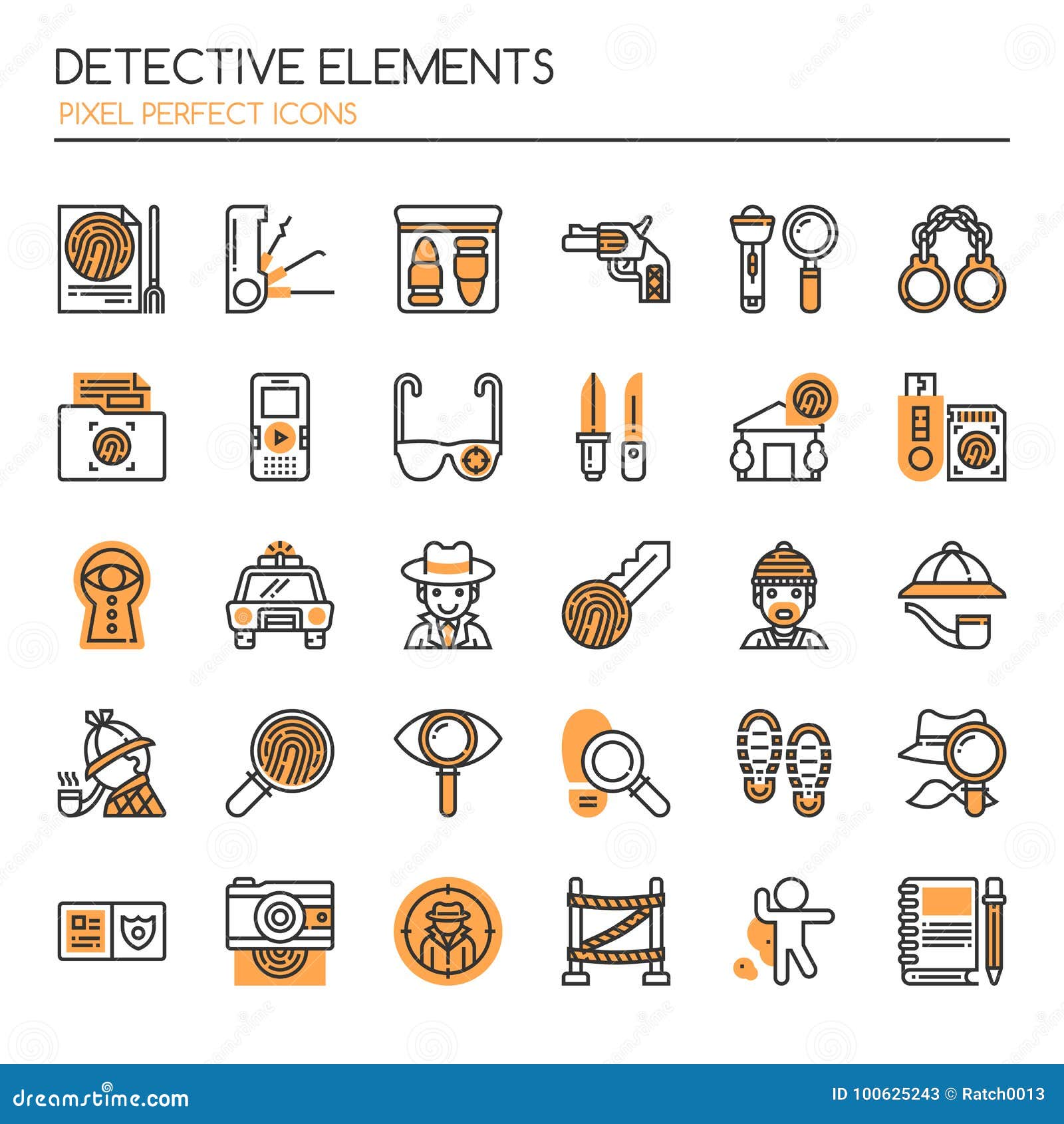 Detective Elements stock vector. Illustration of police 100625243