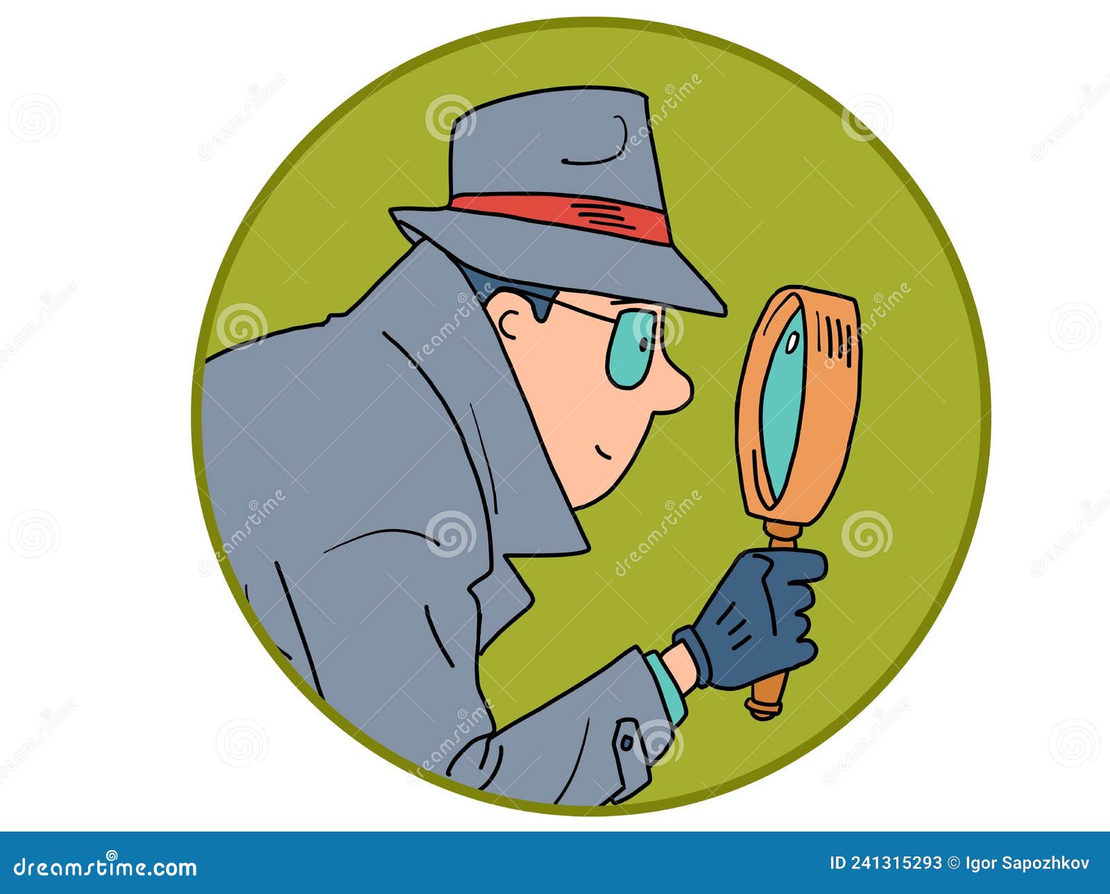 Detective And Magnifying Glass Icon A Private Detective A Man In A