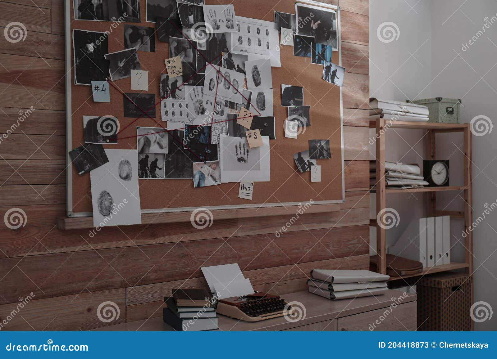 Detective Office Interior with Evidence Board on Wall Stock Image ...