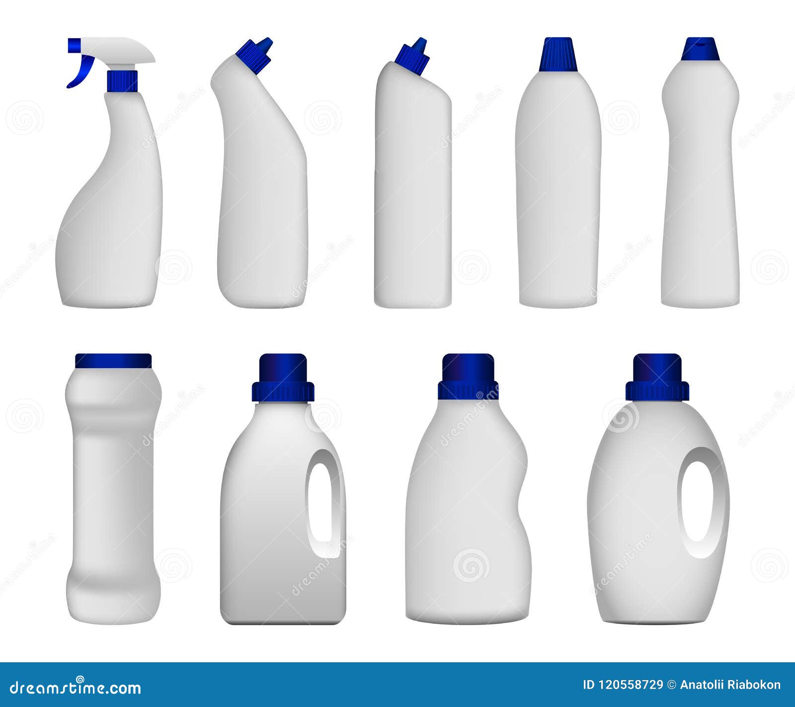 Download Detergent Bottle Clean Mockup Set, Realistic Style Stock ...