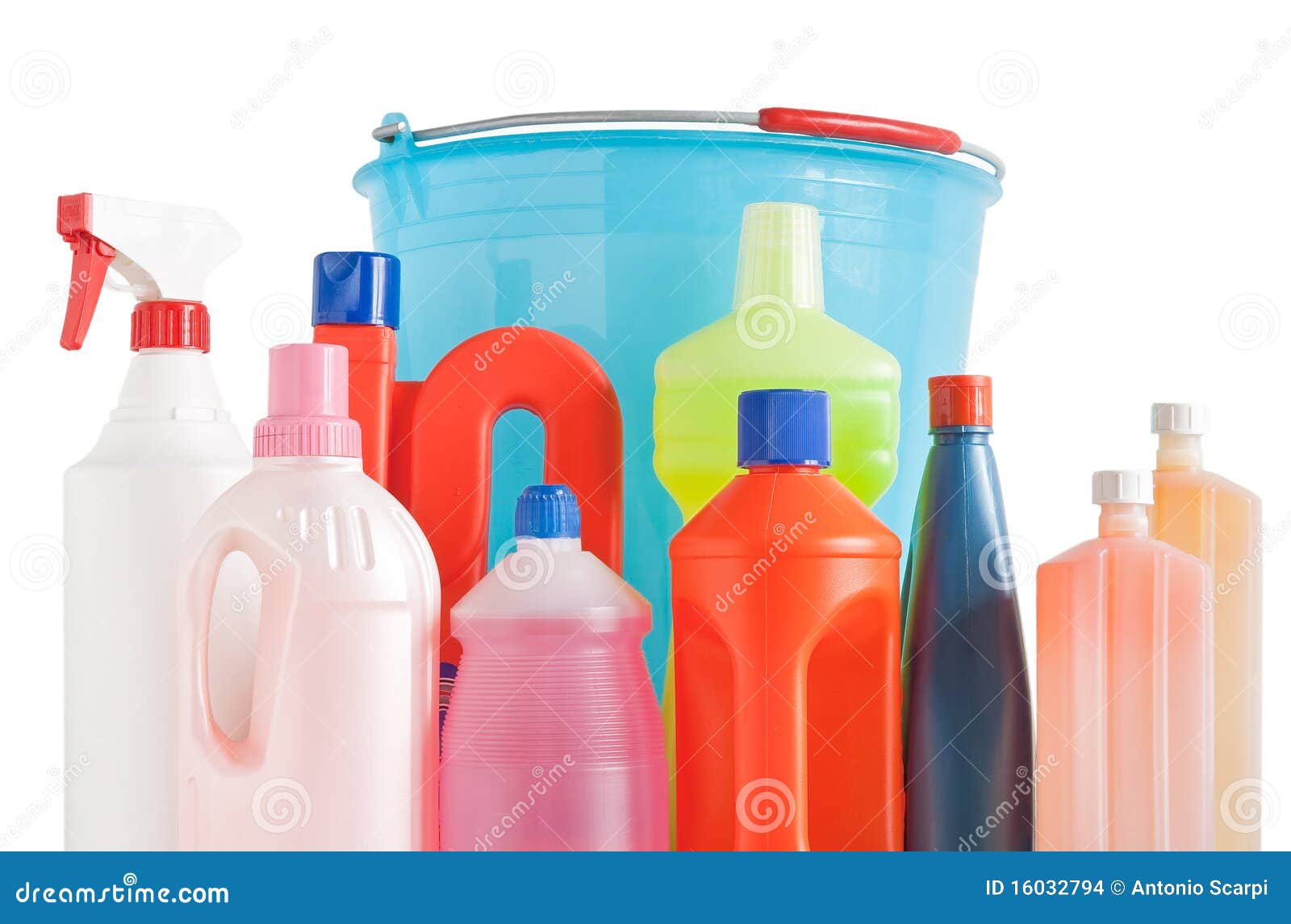 Detergent Bottles and Bucket Stock Photo Image of product, rubber