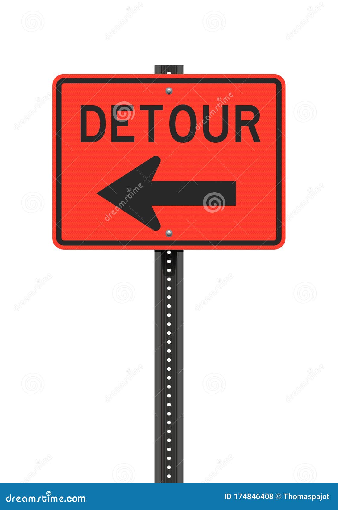 detour left arrow road sign