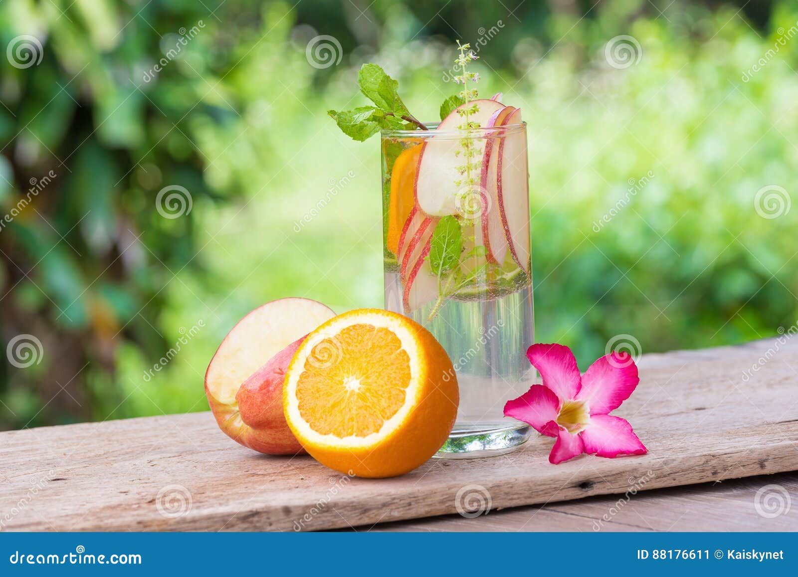 Detox Water with Apples, Orange and Lemon Stock Image Image of drink