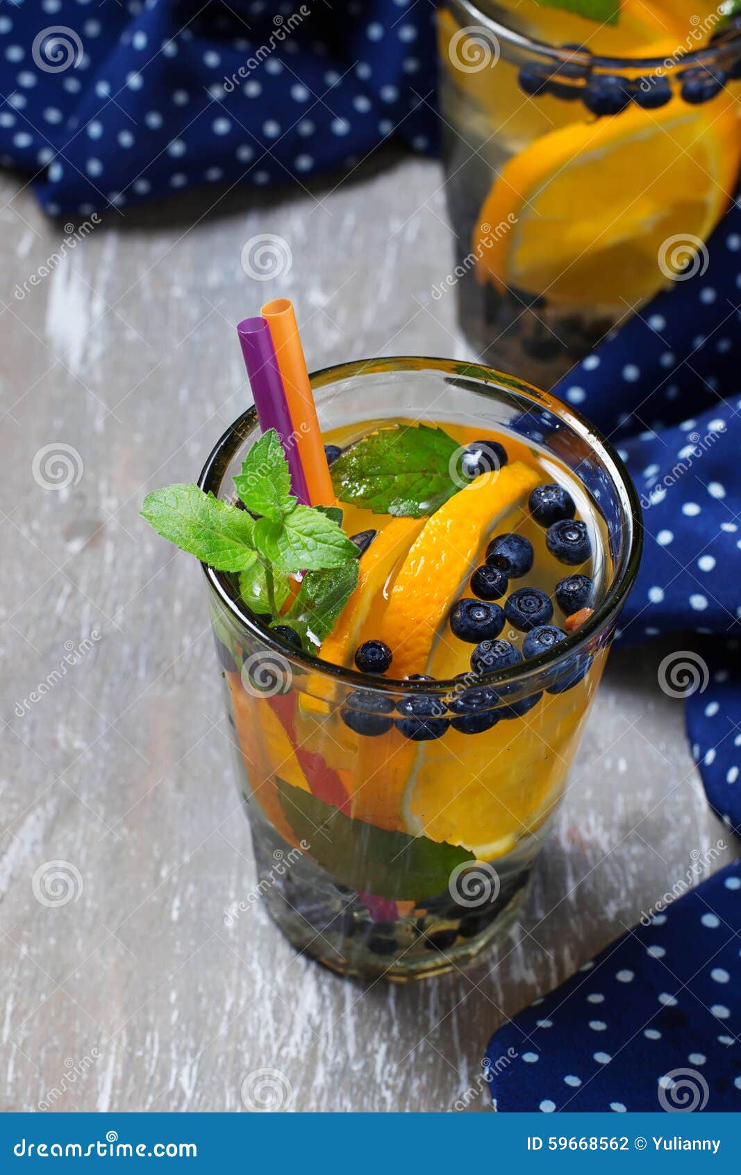 Detox Water with Orange and Blueberry Stock Photo Image of cold