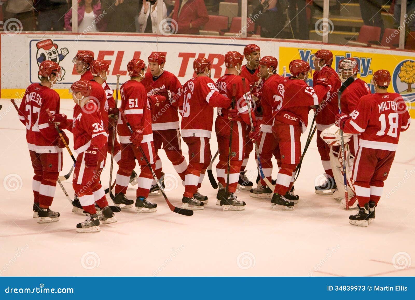 The Detroit Red Wings Congratulate Each Other Editorial Stock Photo