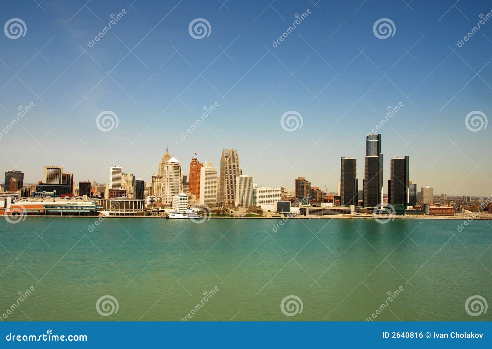 Detroit waterfront stock photo. Image of america, michigan 2640816