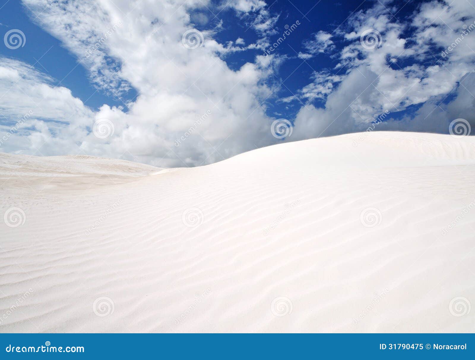 Dettagli della sabbia e delle nuvole bianche. Dune di sabbia all'Australia occidentale dell'isola del cuneo