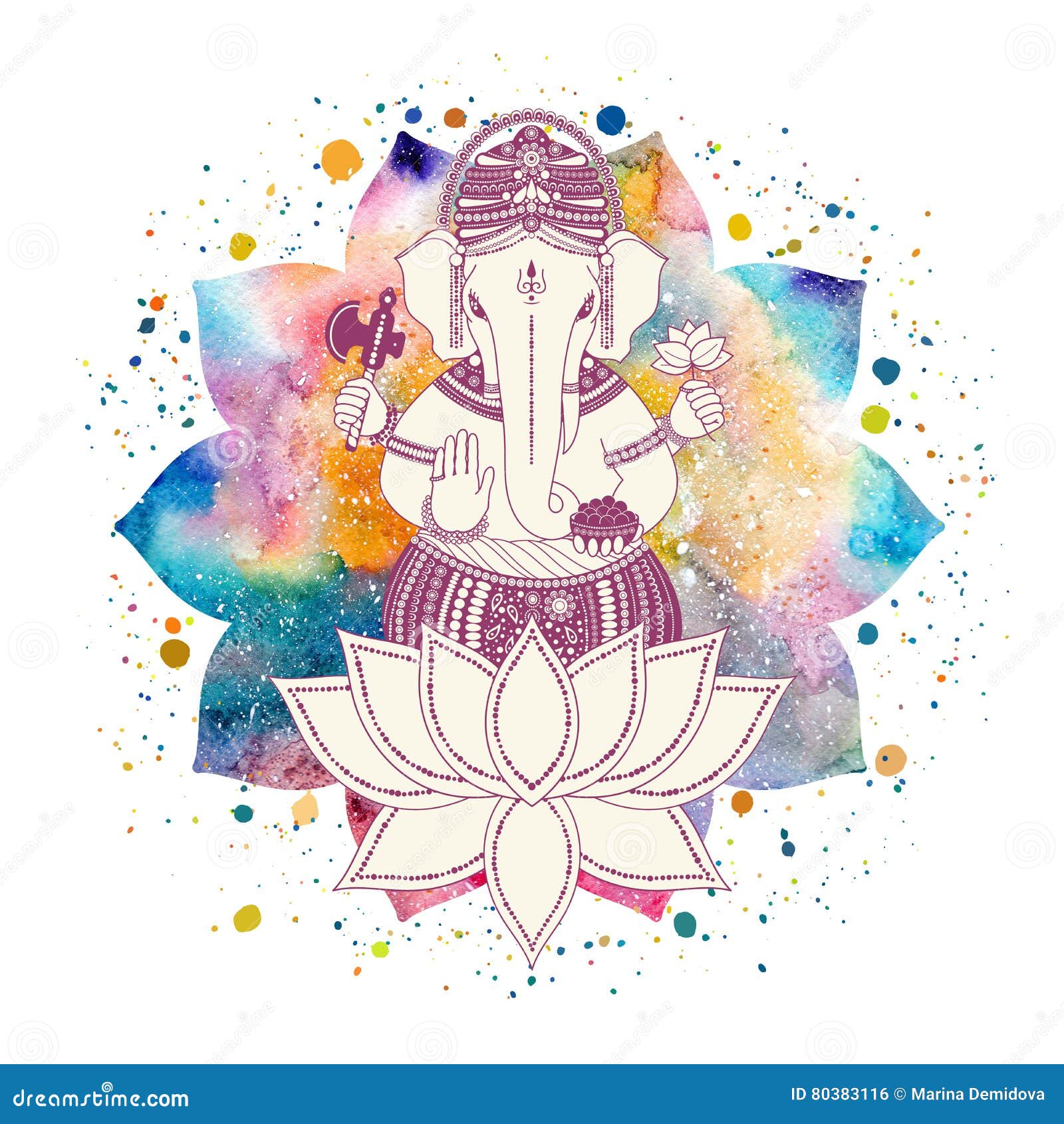 Ganesha, Deus E Flor De Lótus Ilustração Stock - Ilustração de ganesha,  diwali: 80383116, image size:1600x1690