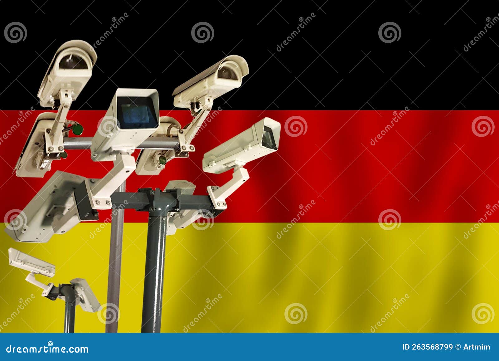 Deutsch CCTV Camera on the Flag of Germany Surveillance, Security