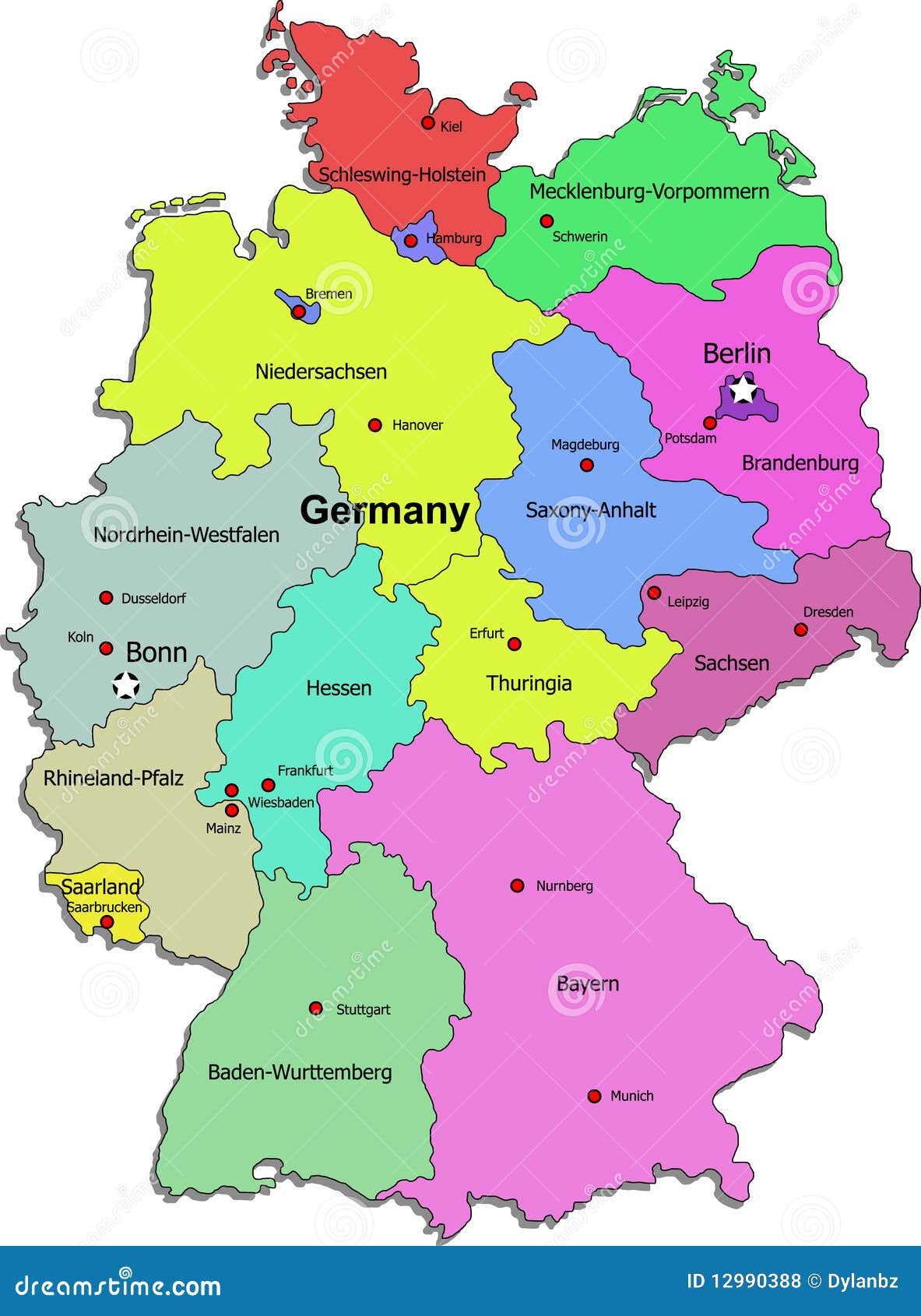 Deutschland-Karte Auf Weißem Hintergrund Lizenzfreie Stockfotos - Bild