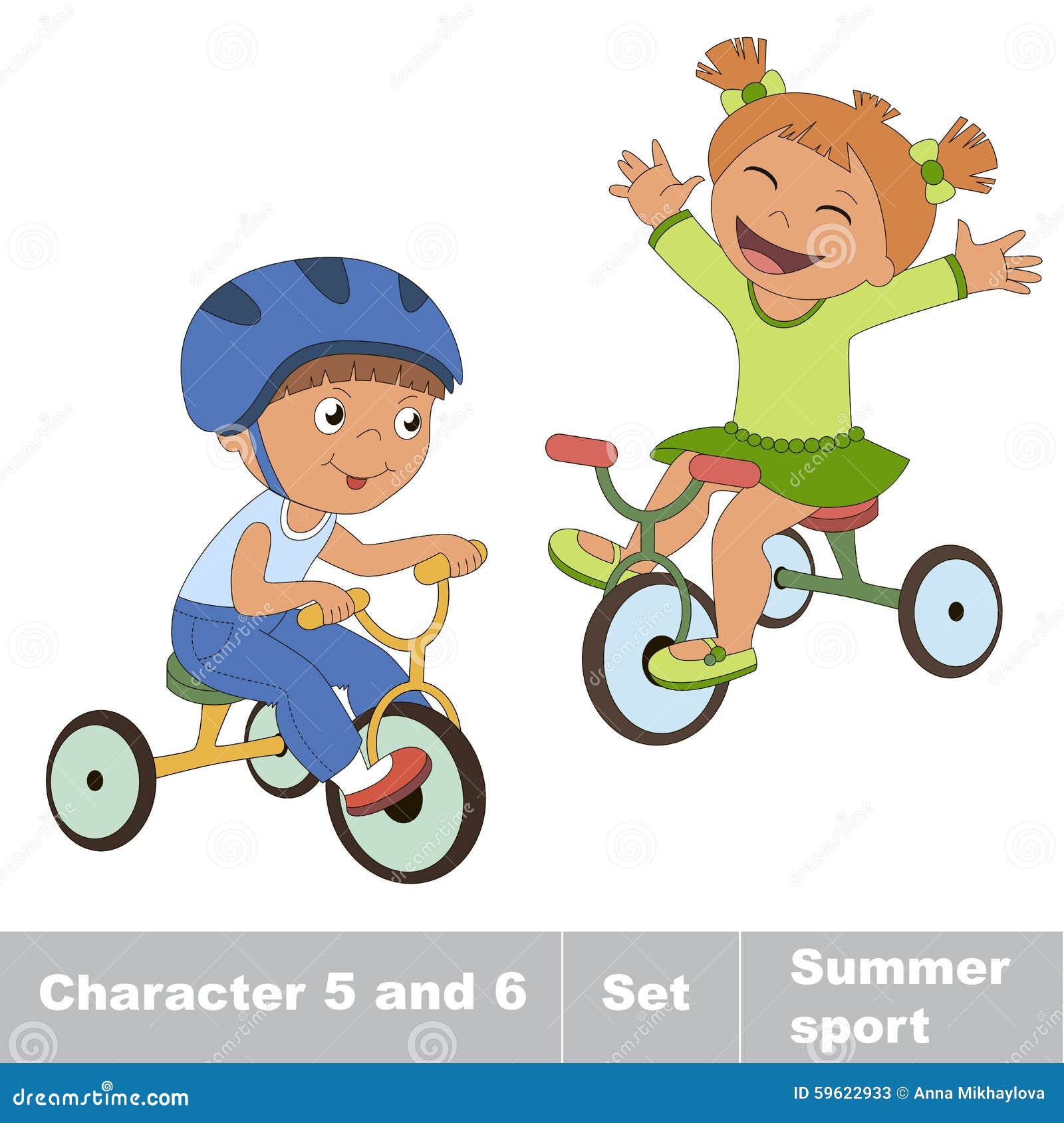 Deux Bebe Garcon Et Fille Montent Un Velo Illustration De Vecteur Illustration Du Gibier Bicyclette