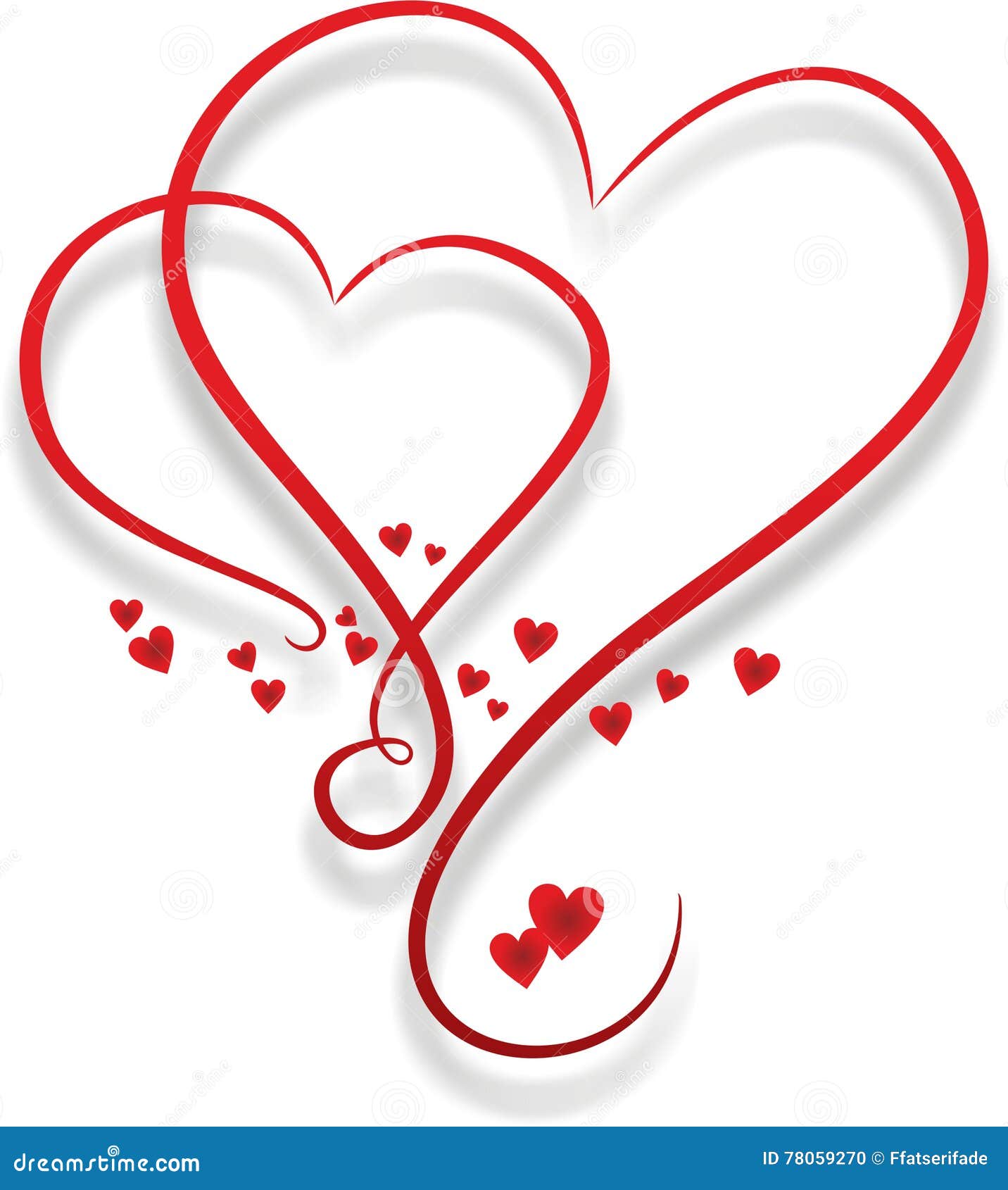 2 Coeurs Enlacés : Coeurs rouges enlacés illustration stock