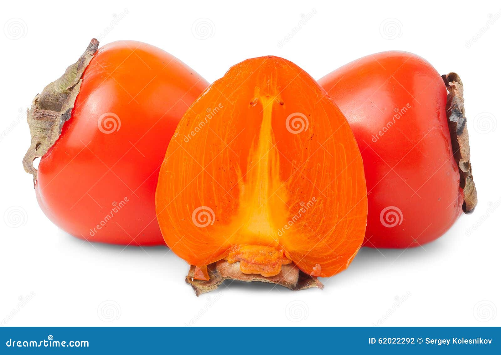 Deux Entiers Et Un Demi De Kakis Photo stock Image du mûr, part