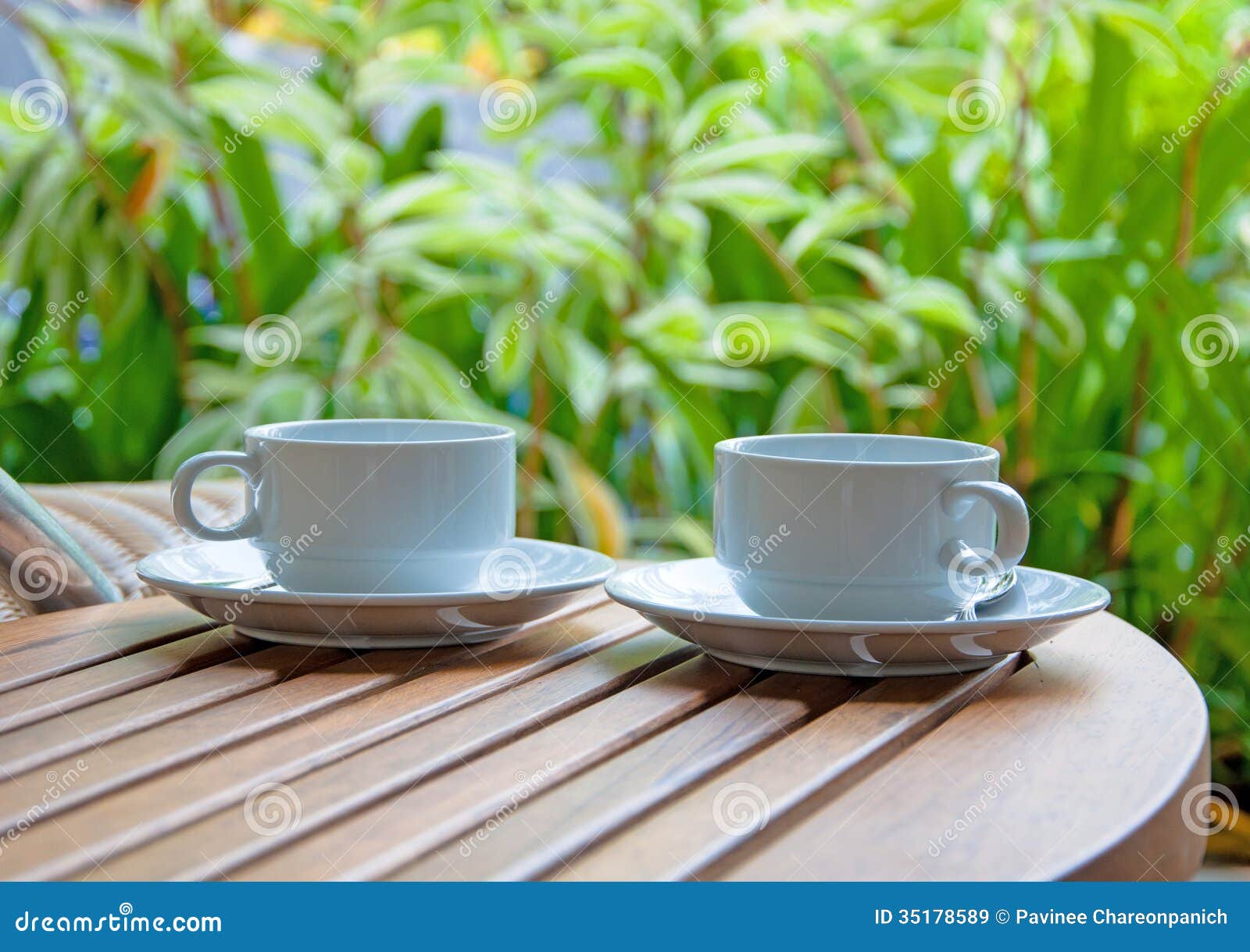 deux tasses jetables pour le café dans la forêt sur une souche par