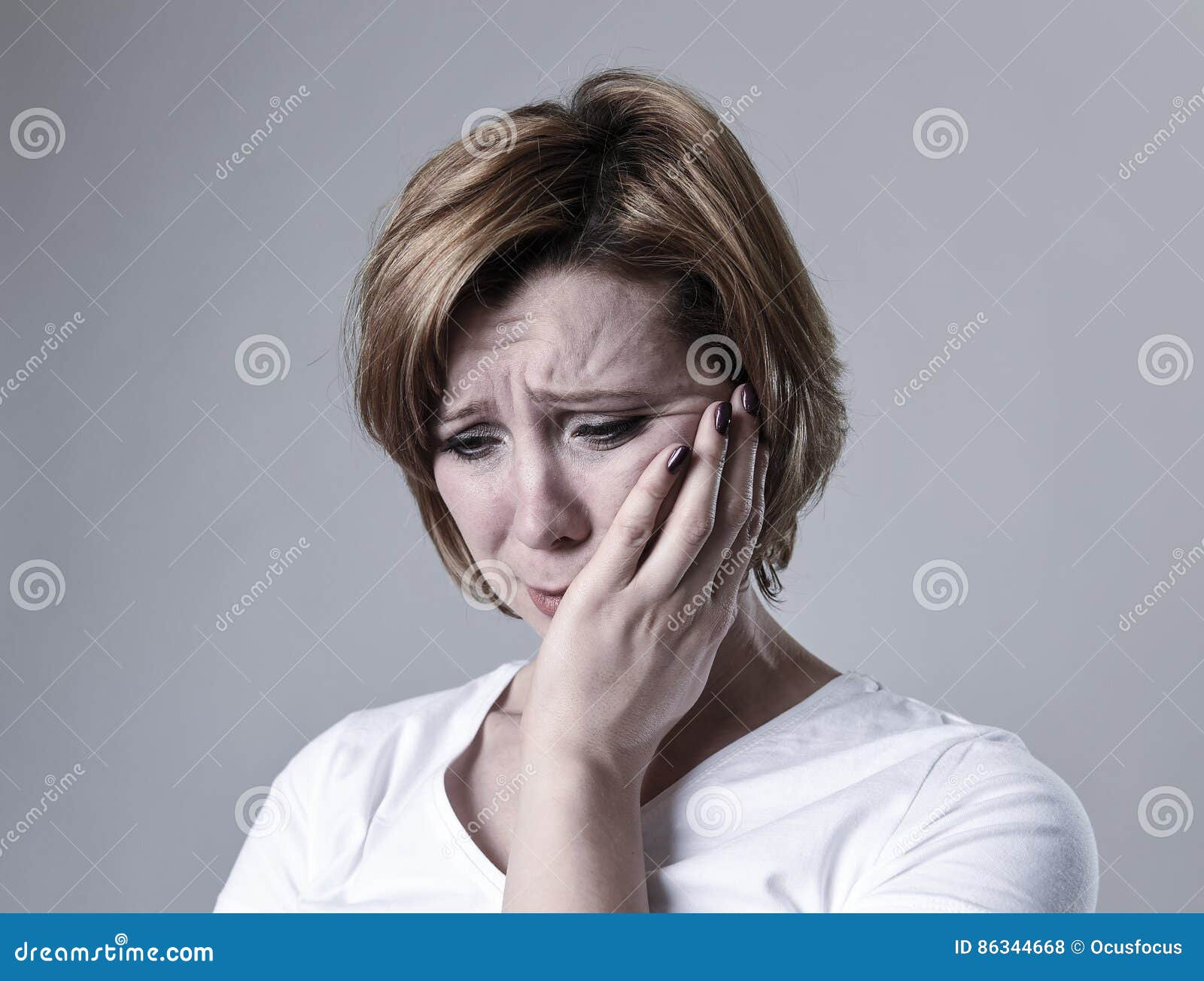 Devastated Depressed Woman Crying Sad Feeling Hurt Suffering ...