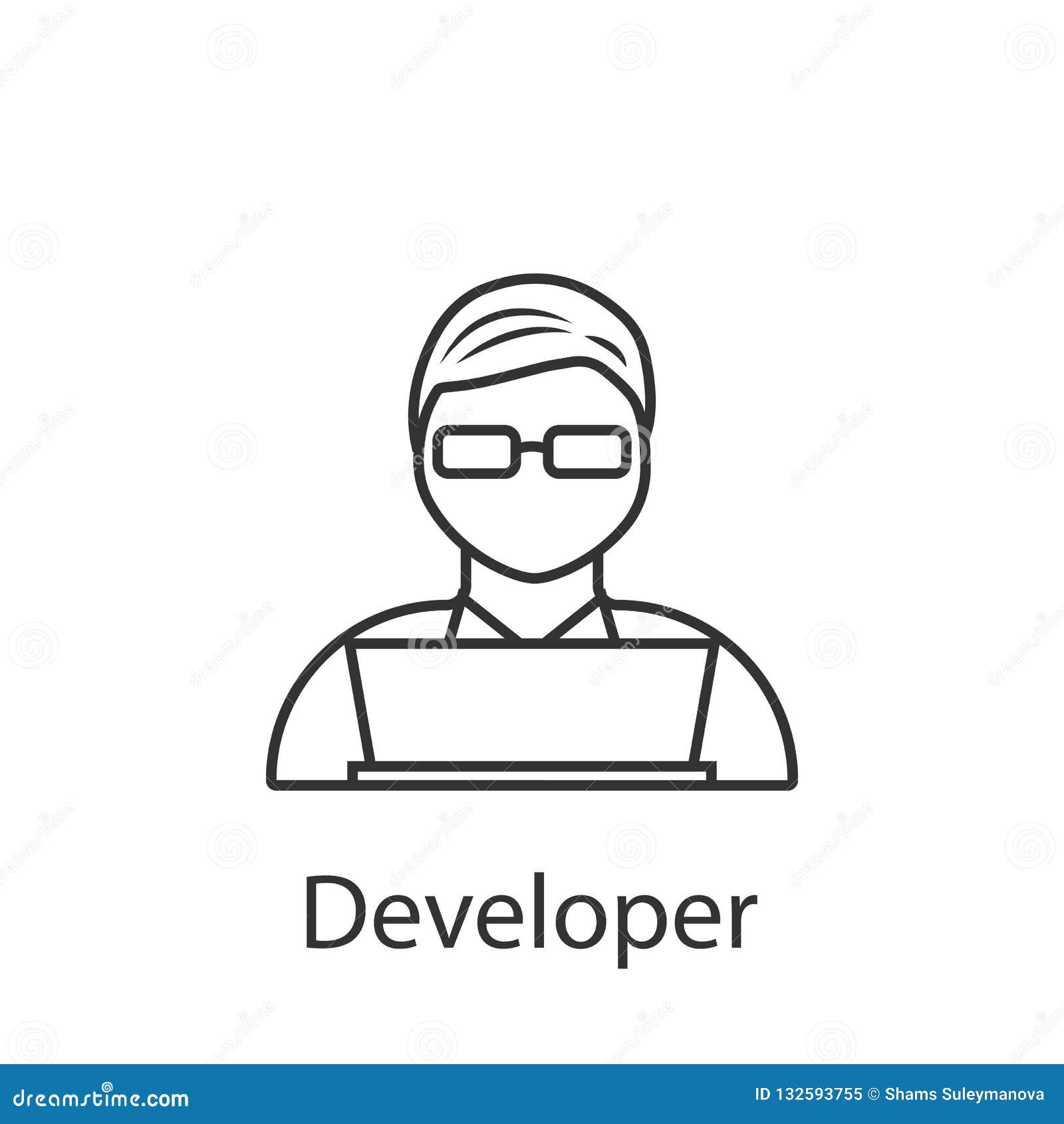 Developer thin line icon avatar of man with program code Modern vector  illustration Stock Vector  Adobe Stock