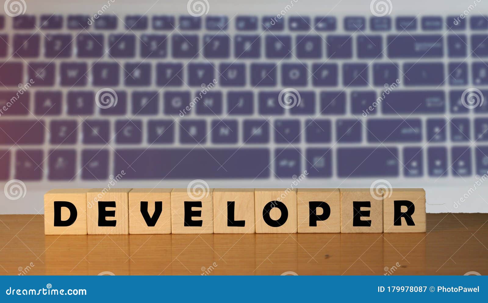 Developer Message Word on a Wooden Desk Stock Image Image of
