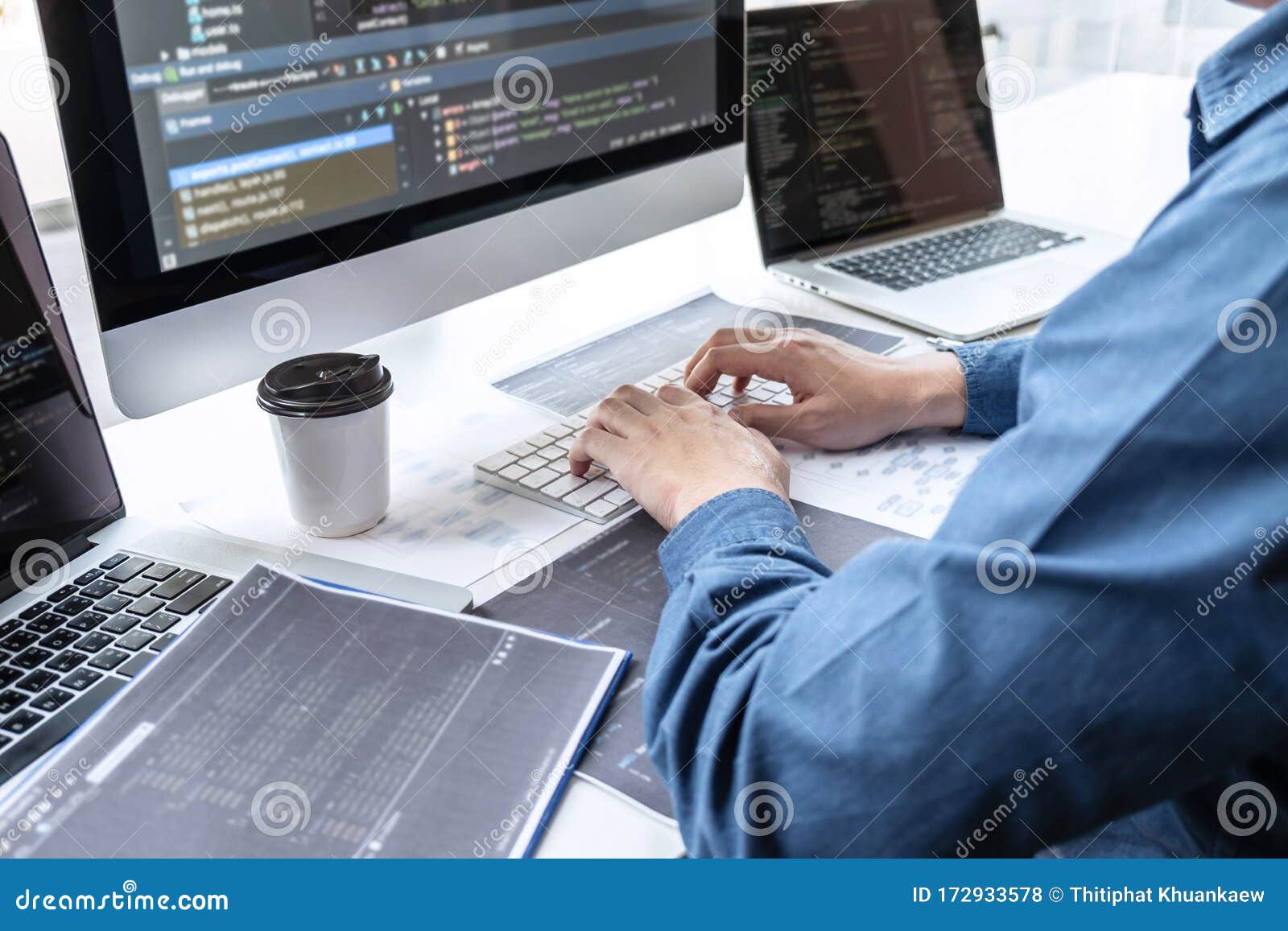 Developer Programmer Working on Project in Software Development ...