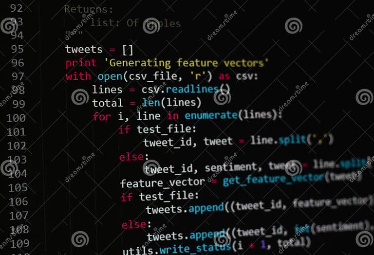 Developer Software Source Code on Monitor Screen. Writing Script of ...