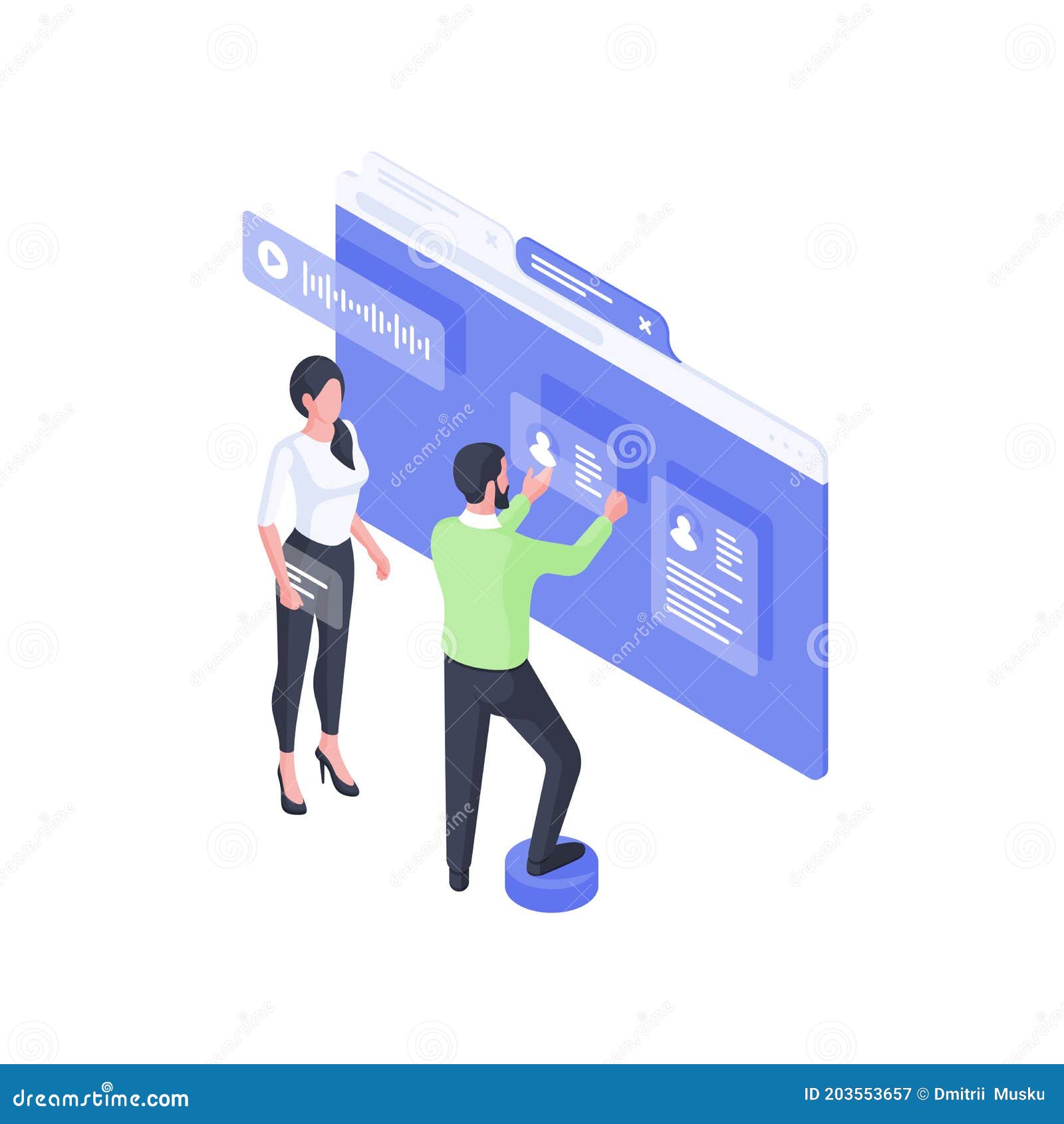 Developers Creating Online User Account Isometric Illustration. Male ...