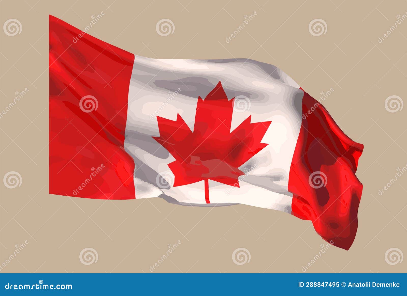 The Developing Flag of Canada on a Neutral Background. Vector Stock