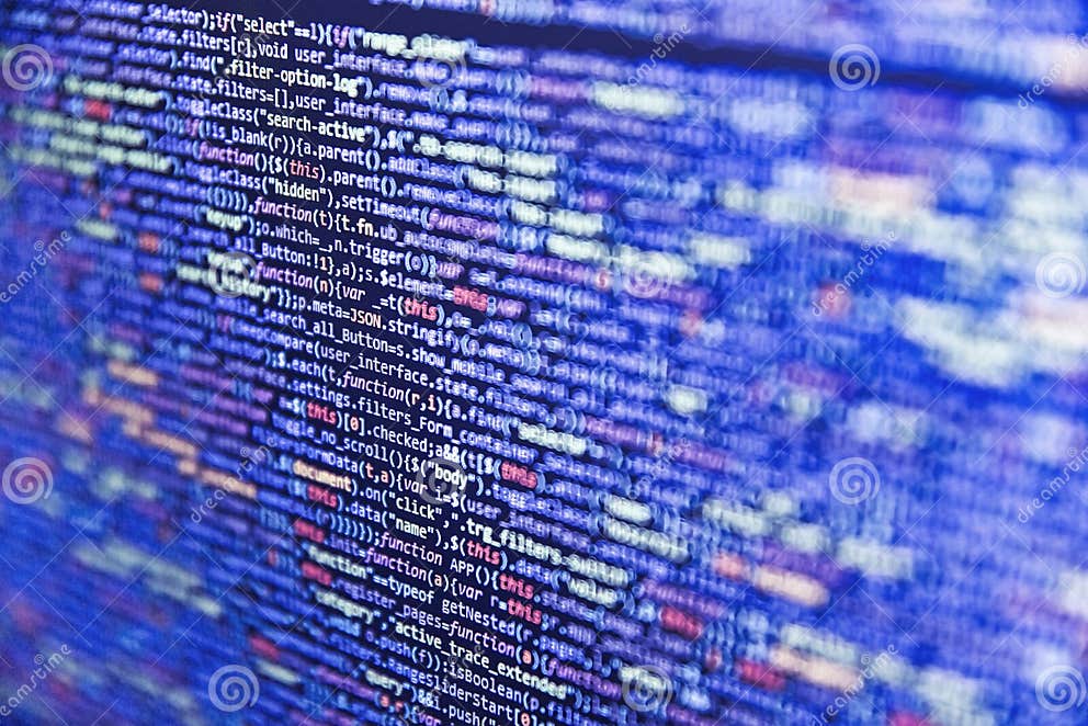 Developing Programming Binary Code. Computer Science Lesson. Laptop ...