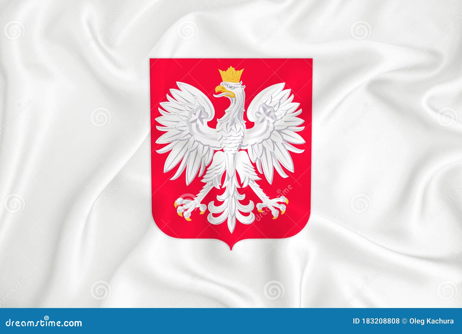 Ansøgning Trivial bodsøvelser A Developing White Flag with the Coat of Arms of Polski. Country Symbol.  Illustration Stock Photo - Image of political, national: 183208808