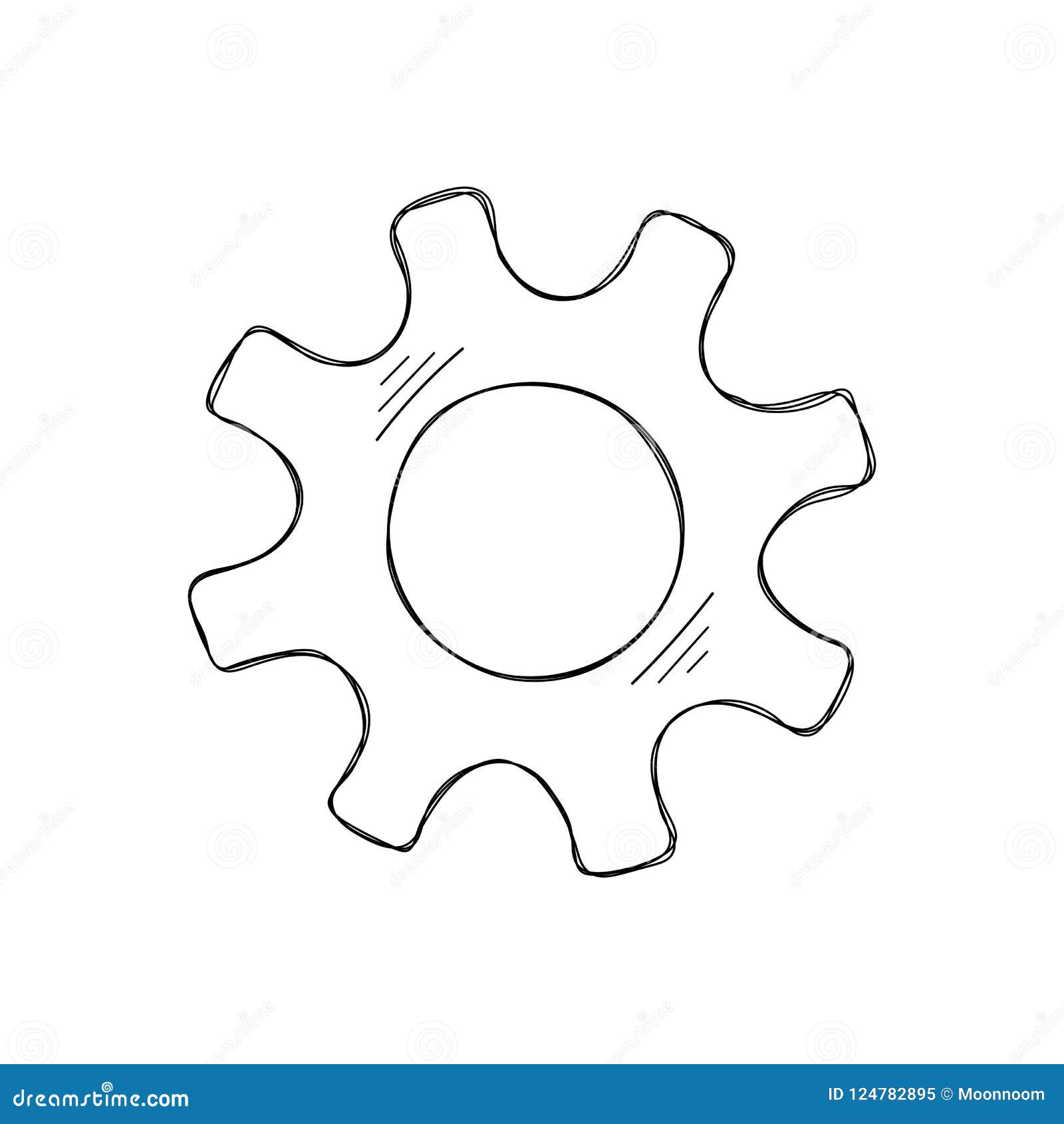 Development Concept Hand Drawn Cog and Gear Sketch Stock Vector
