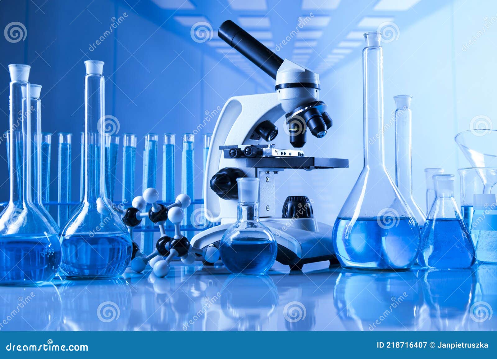 Development, Scientific Glassware for Chemical Experiment Stock Image