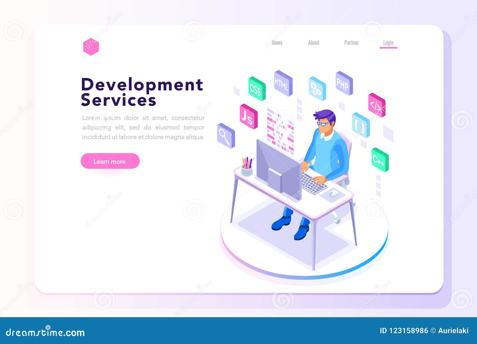 Program Developer For Website Banner Stock Vector Illustration