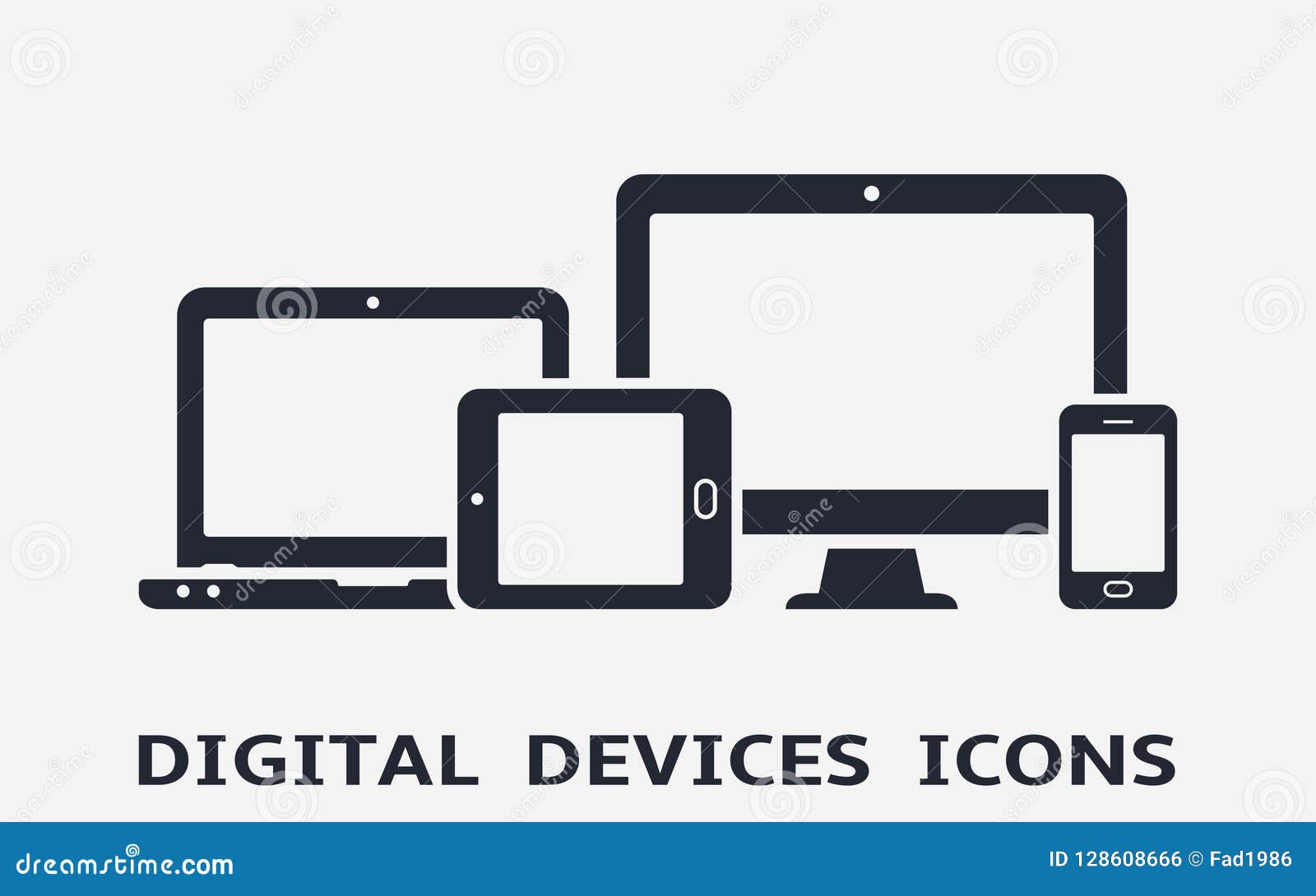 device icons: smart phone, tablet, laptop and desktop computer. responsive web .