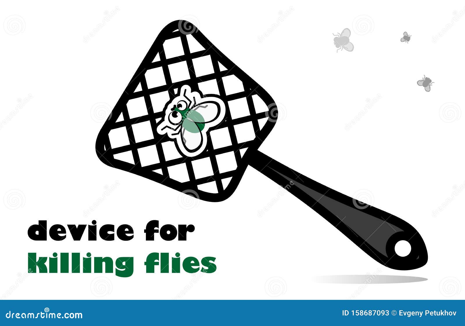 Device For Killing Flies Is A Typical Fly Swatter. Home Plastic Flies