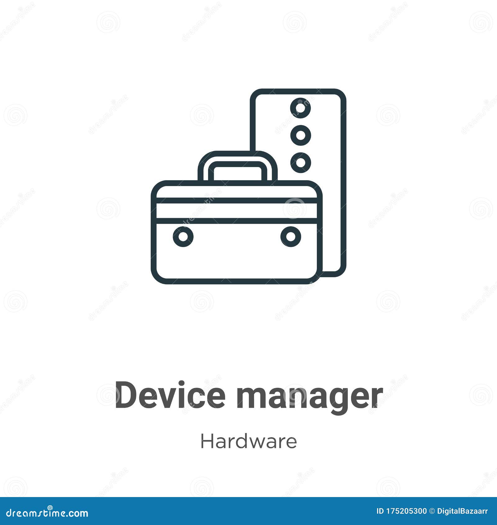 Device Manager Outline Vector Icon. Thin Line Black Device Manager Icon