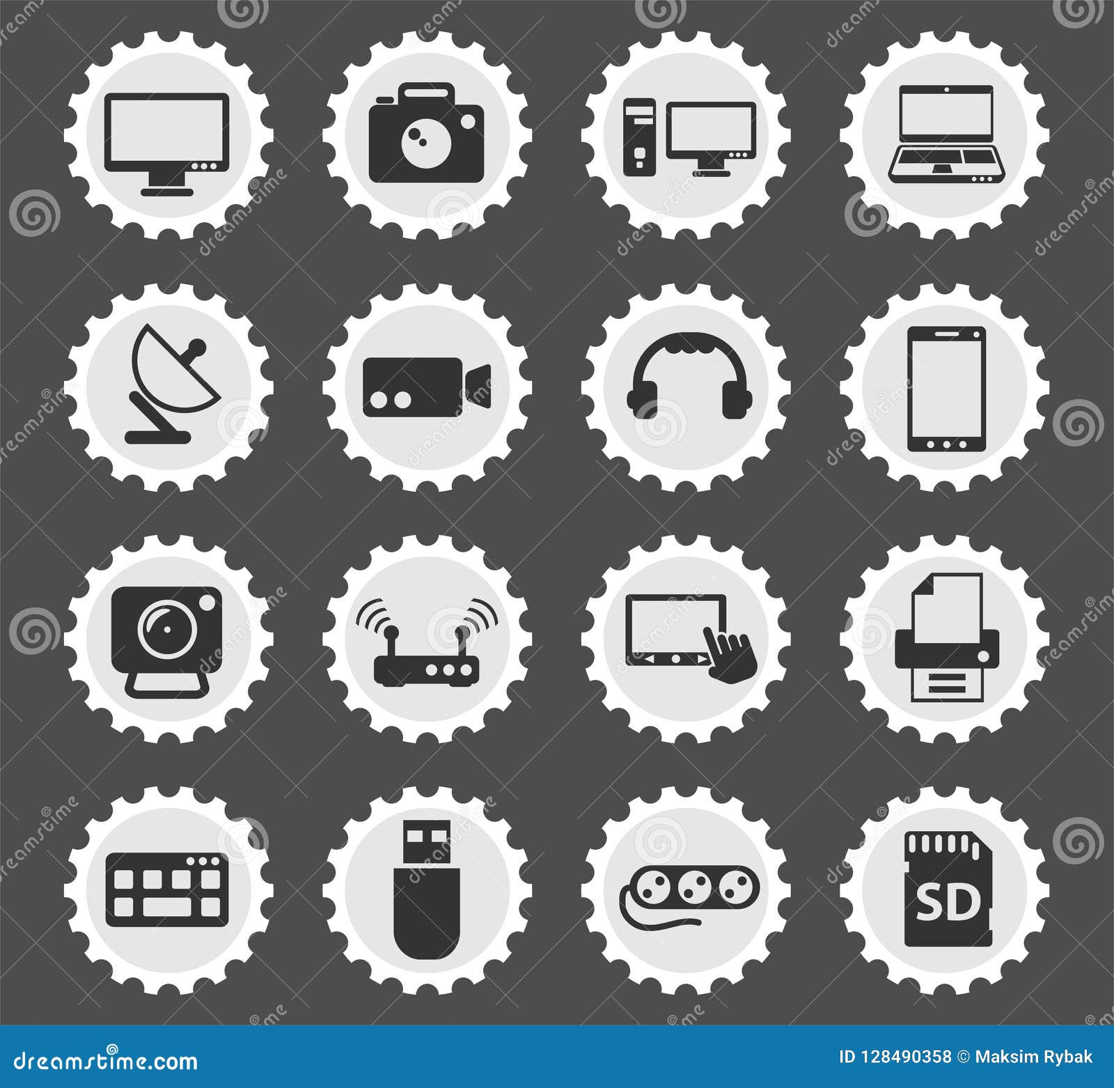 Devices icon set stock vector. Illustration of monitor 128490358