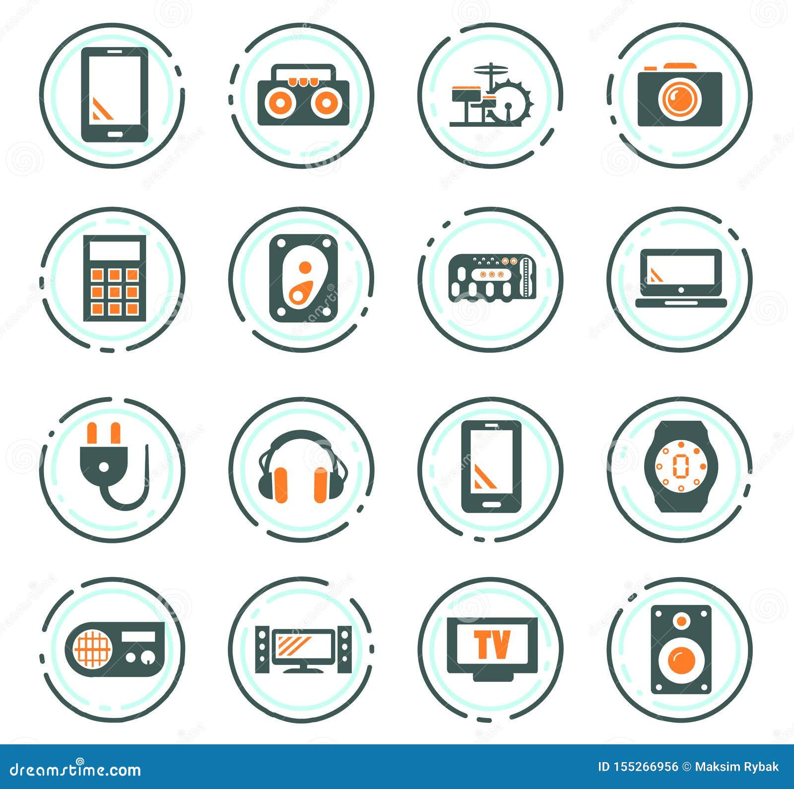 Devices icons set stock vector. Illustration of button 155266956